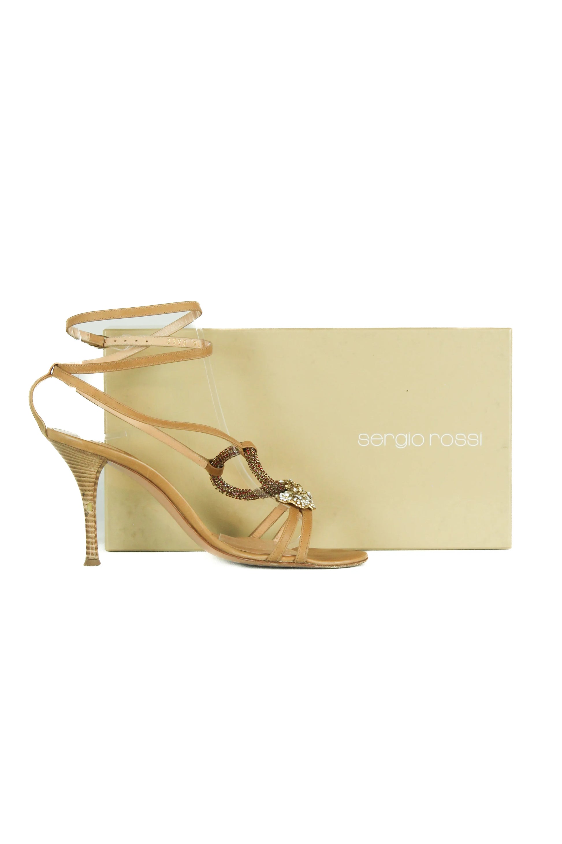 Jewel sandals with cross strap