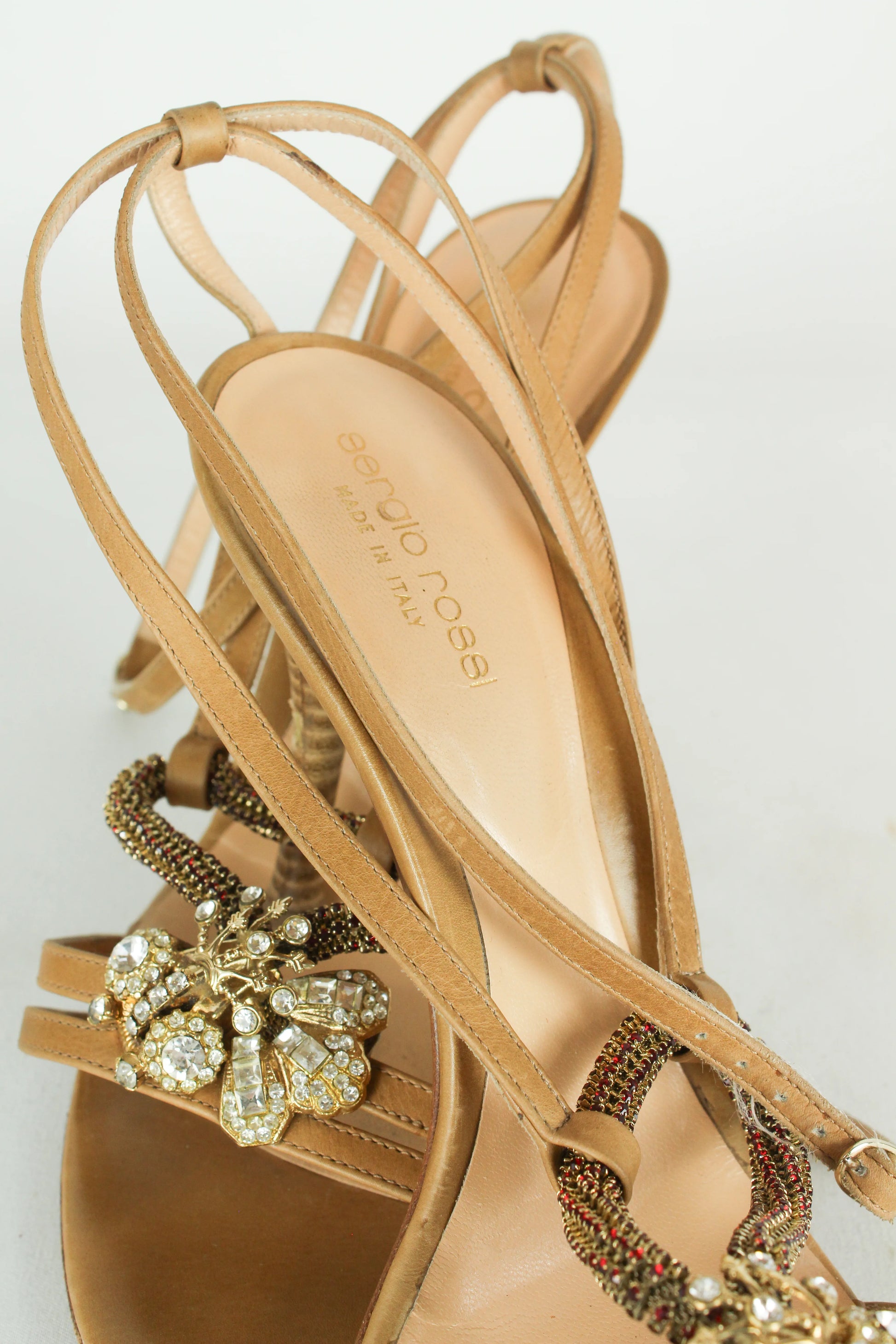 Jewel sandals with cross strap