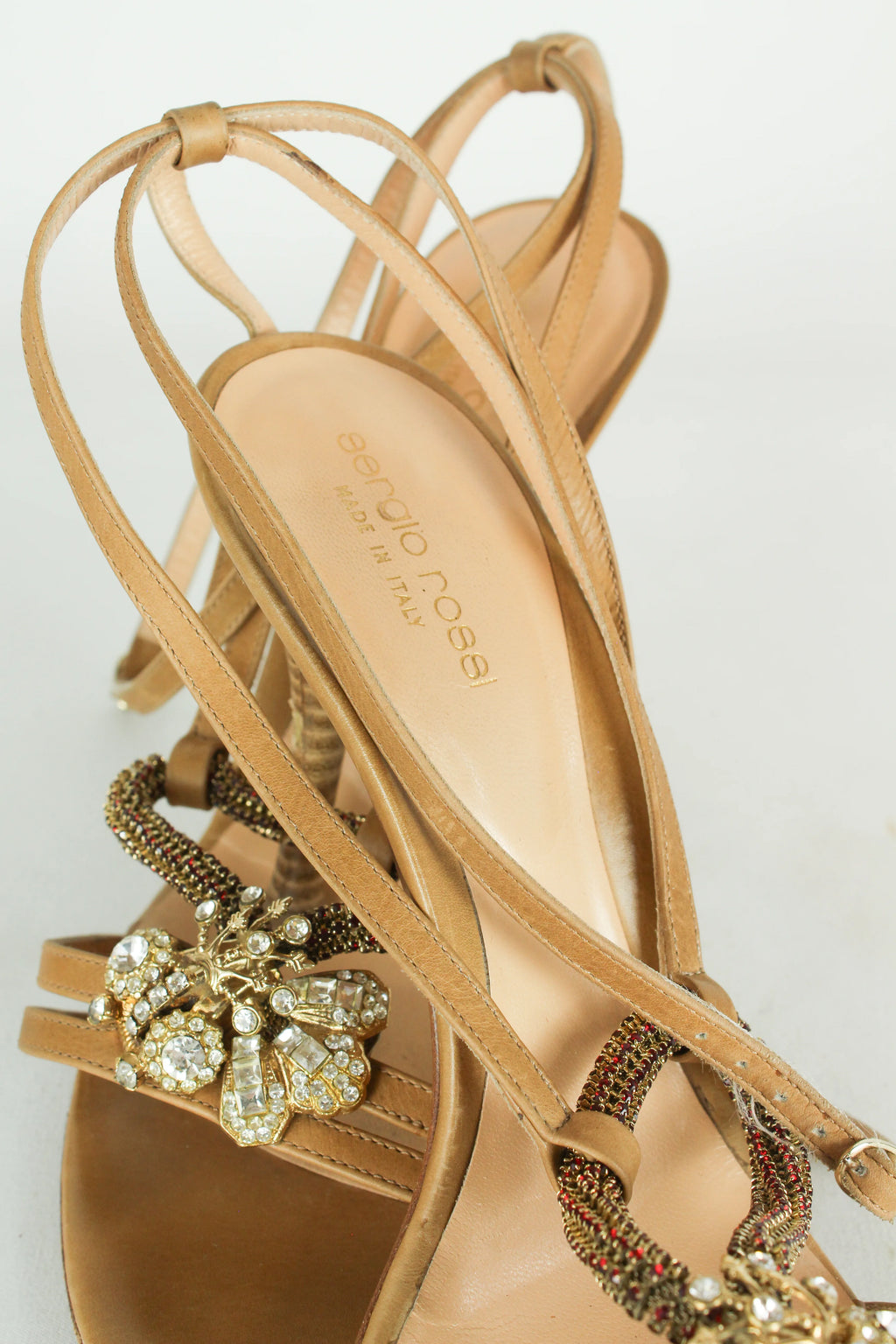 Jewel sandals with cross strap
