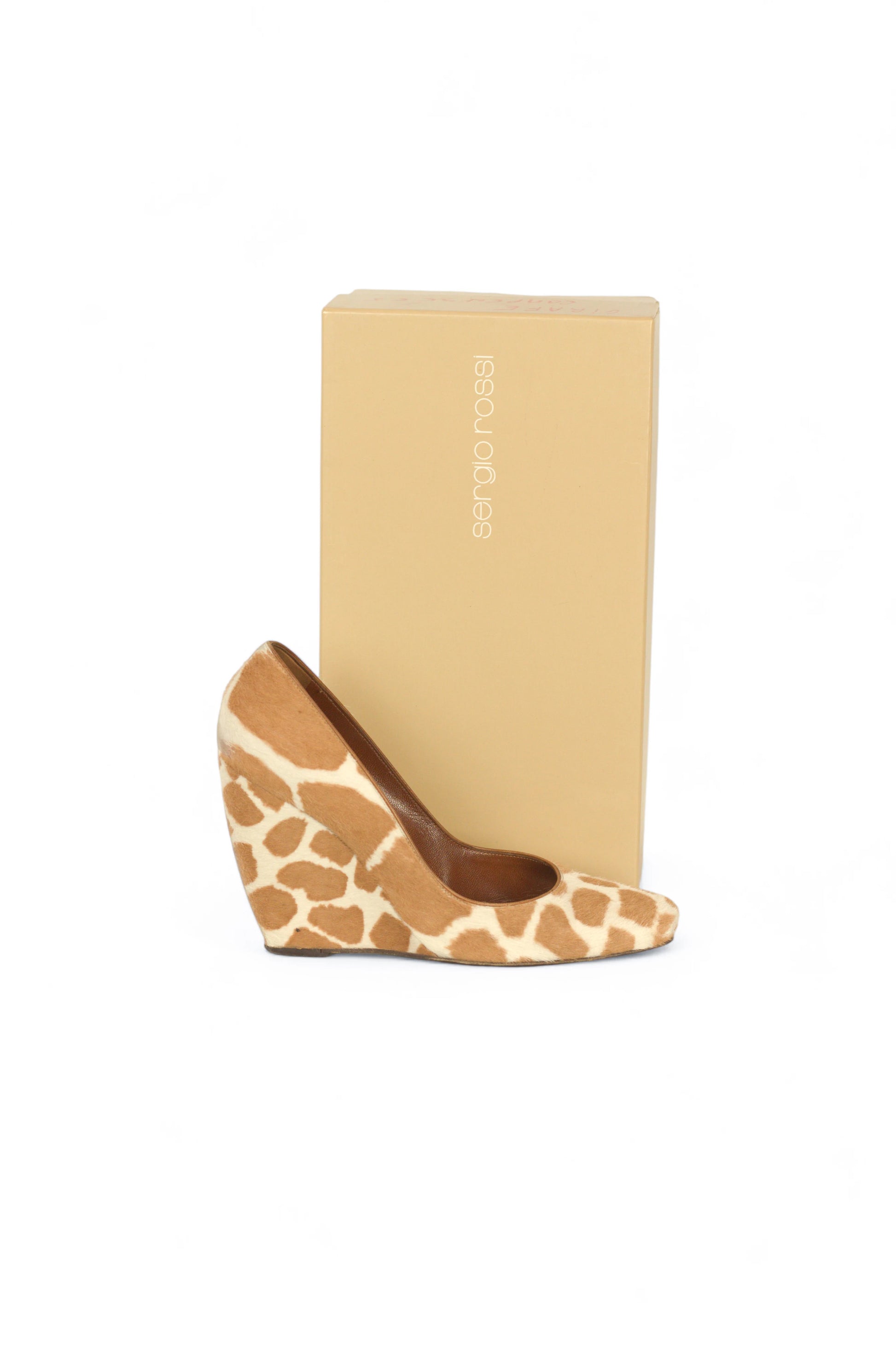 Pony hair wedge pumps