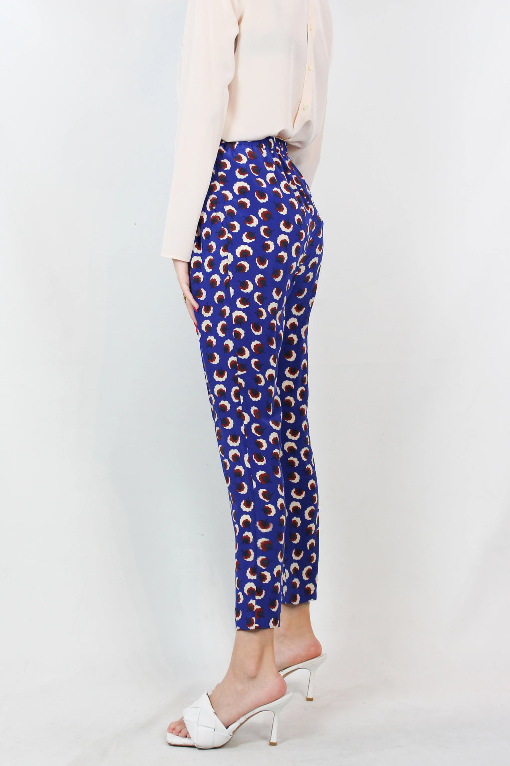 Patterned Silk Joggers with Elastic Waist