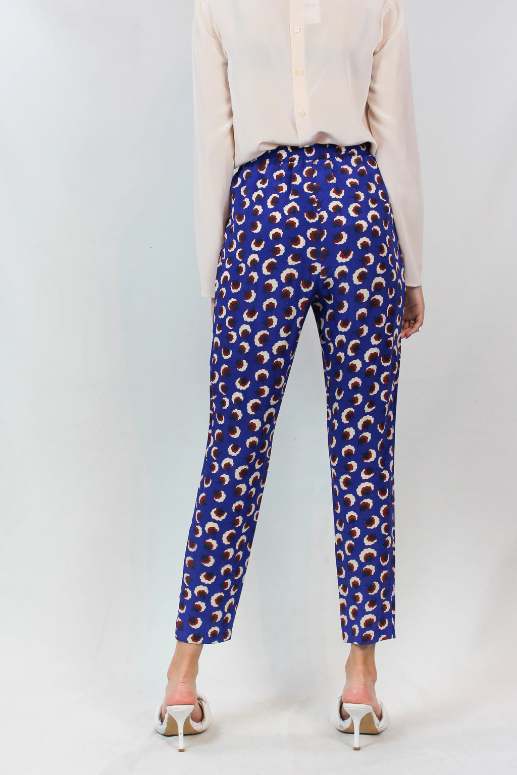 Patterned Silk Joggers with Elastic Waist
