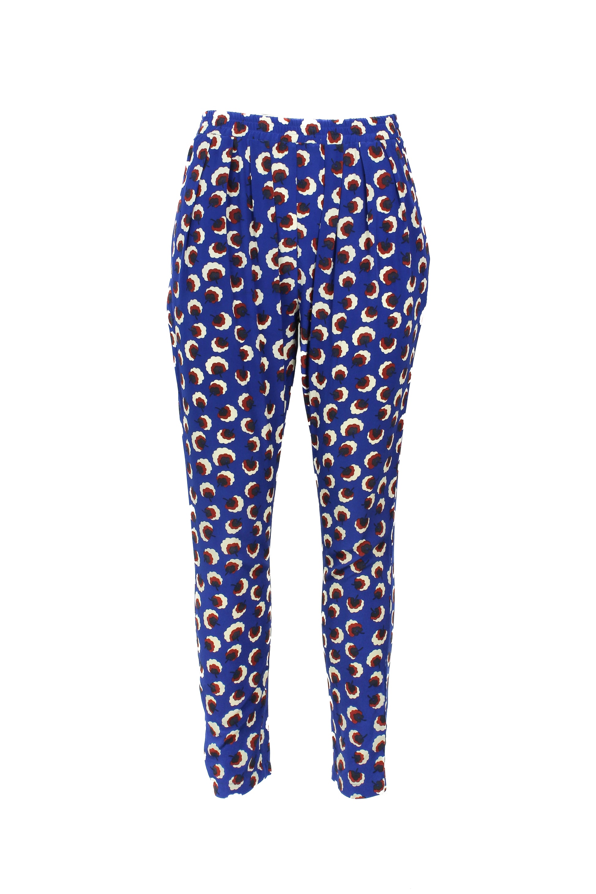 Patterned Silk Joggers with Elastic Waist