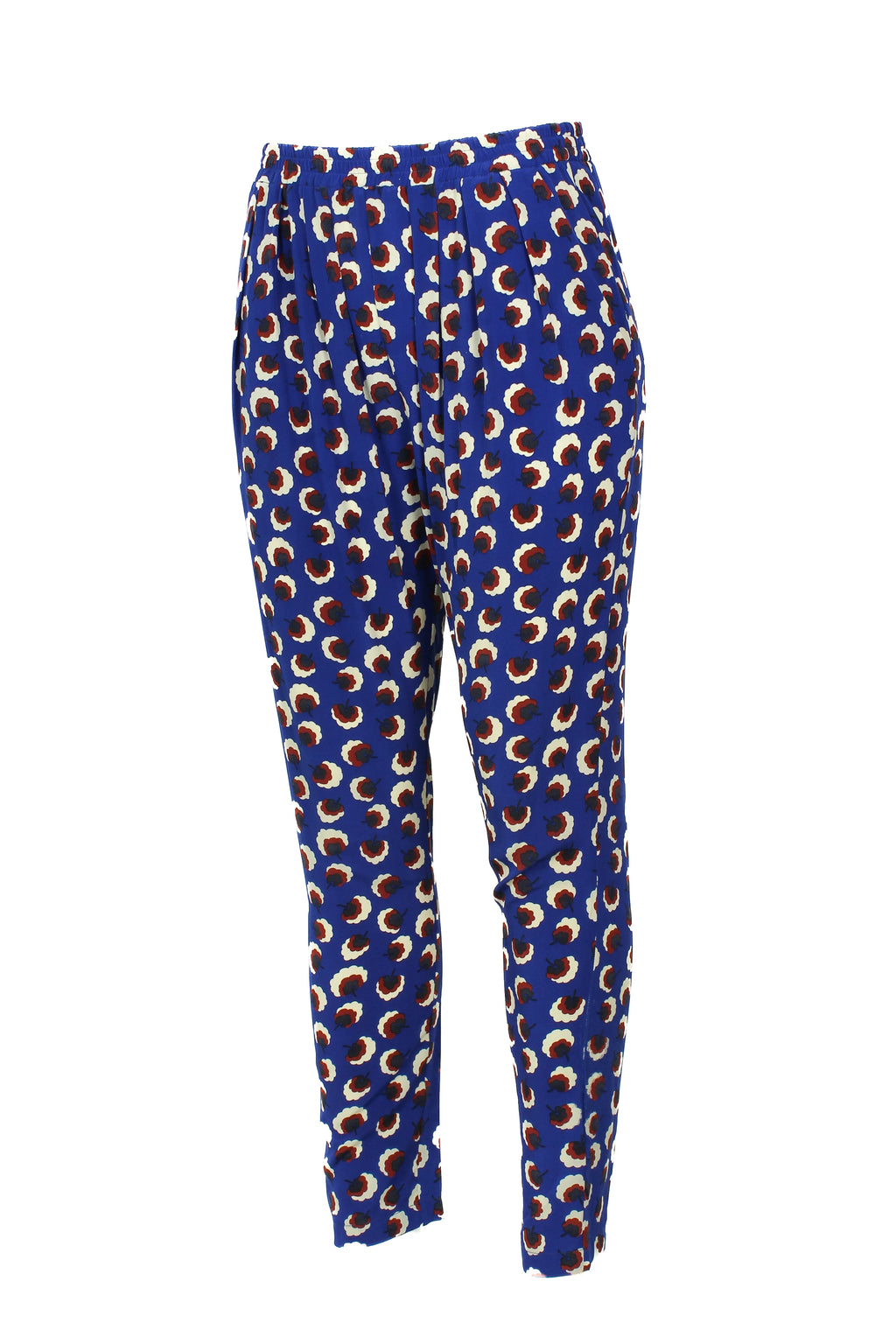 Patterned Silk Joggers with Elastic Waist
