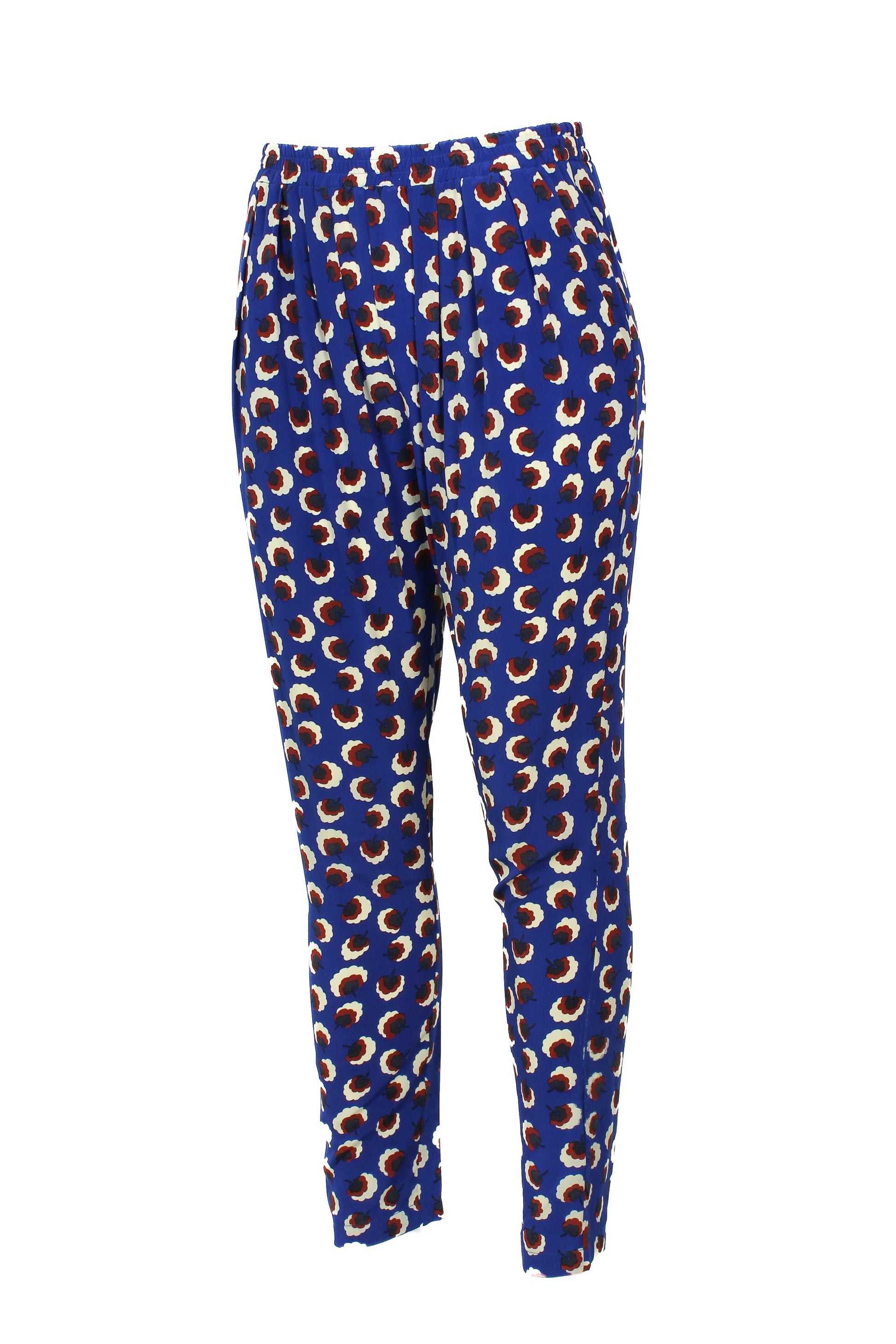 Patterned Silk Joggers with Elastic Waist
