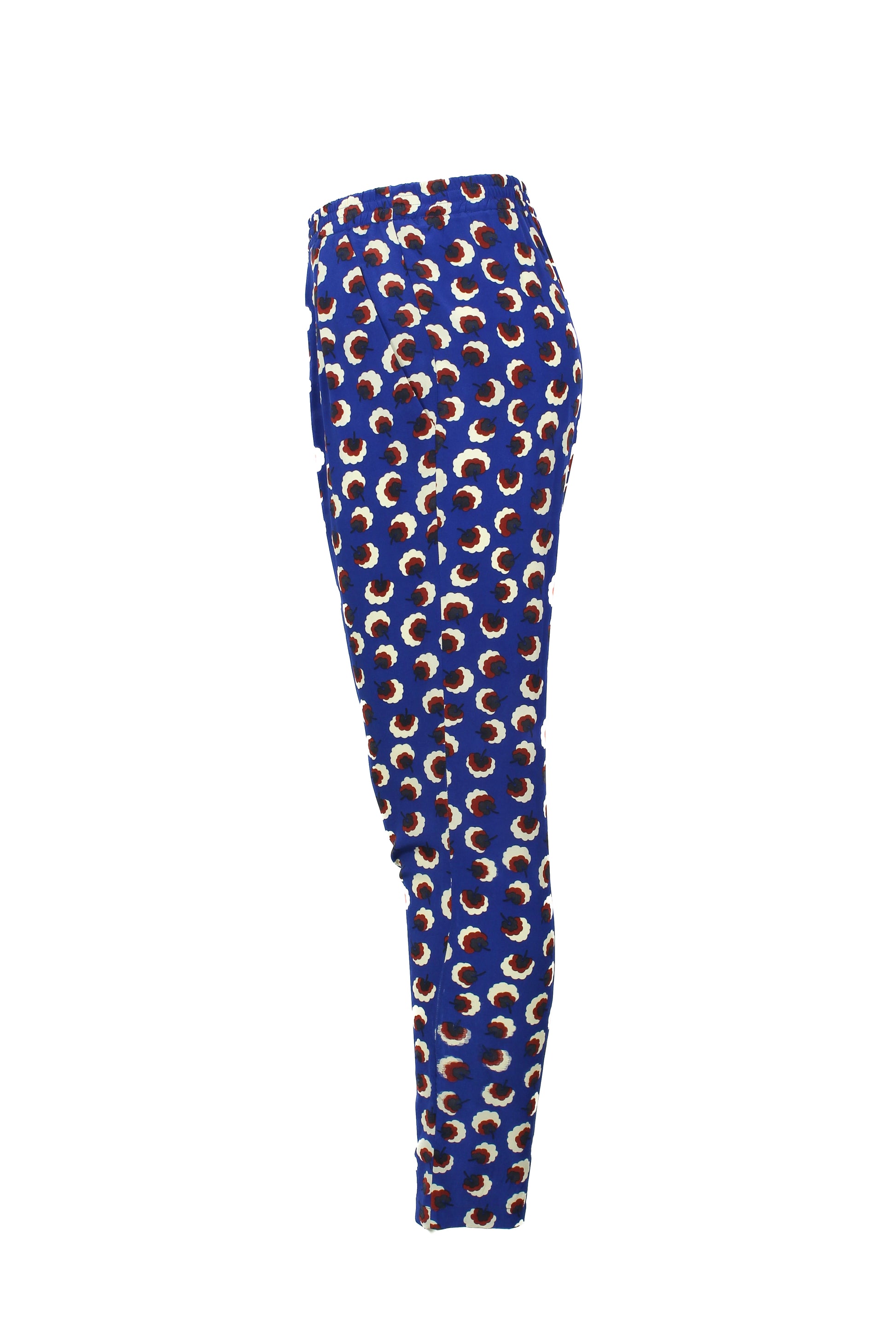 Patterned Silk Joggers with Elastic Waist