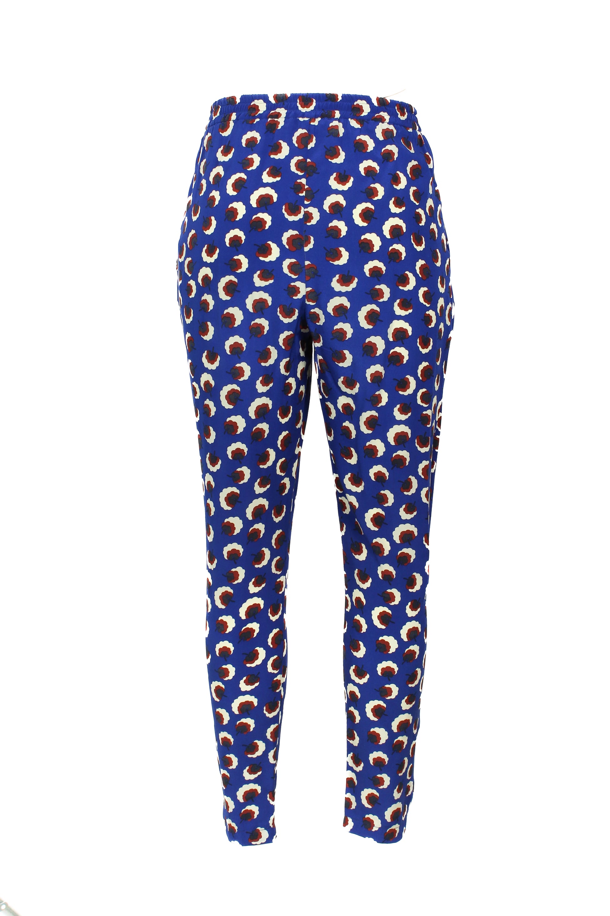 Patterned Silk Joggers with Elastic Waist