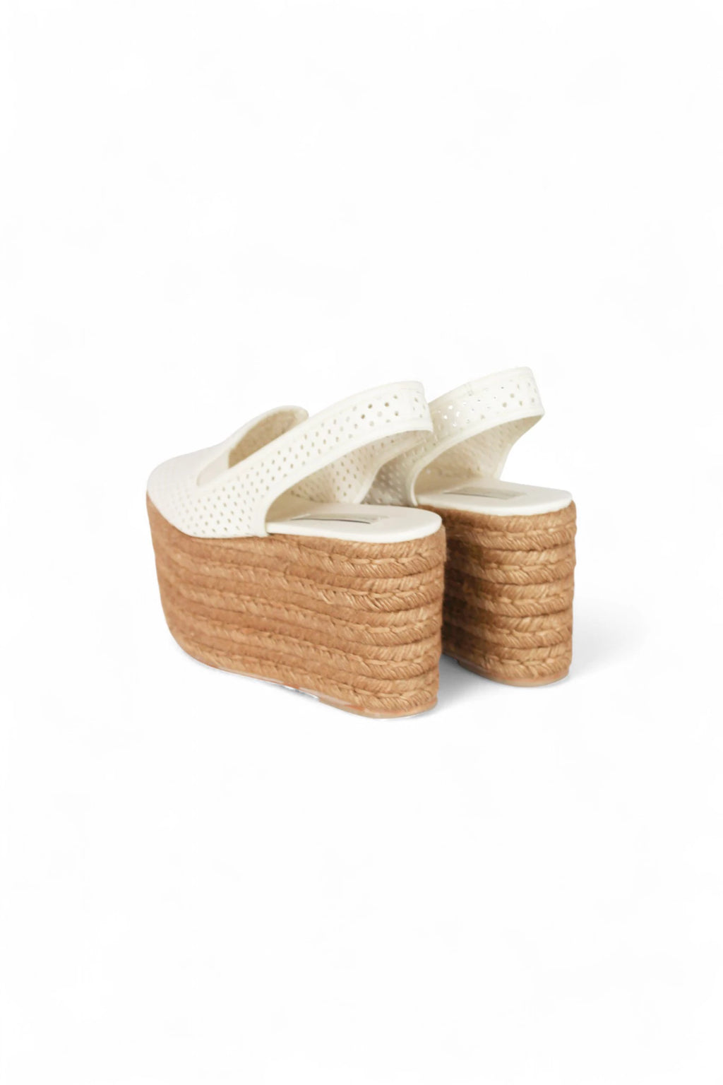 White Platform Espadrilles in Perforated Fabric