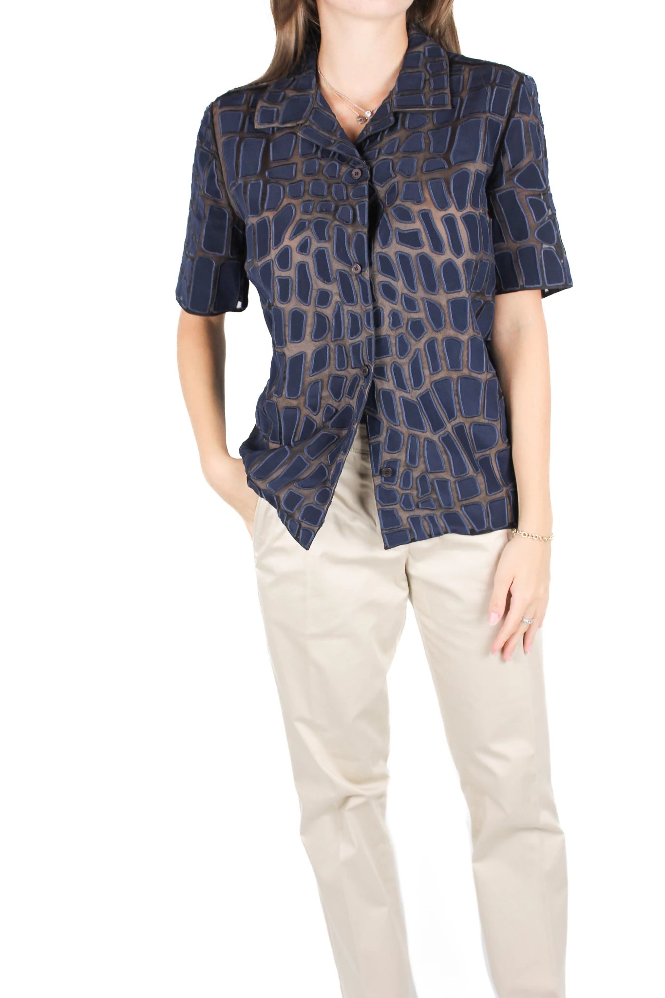 Blue Embroidered Short-Sleeve Shirt SS2014