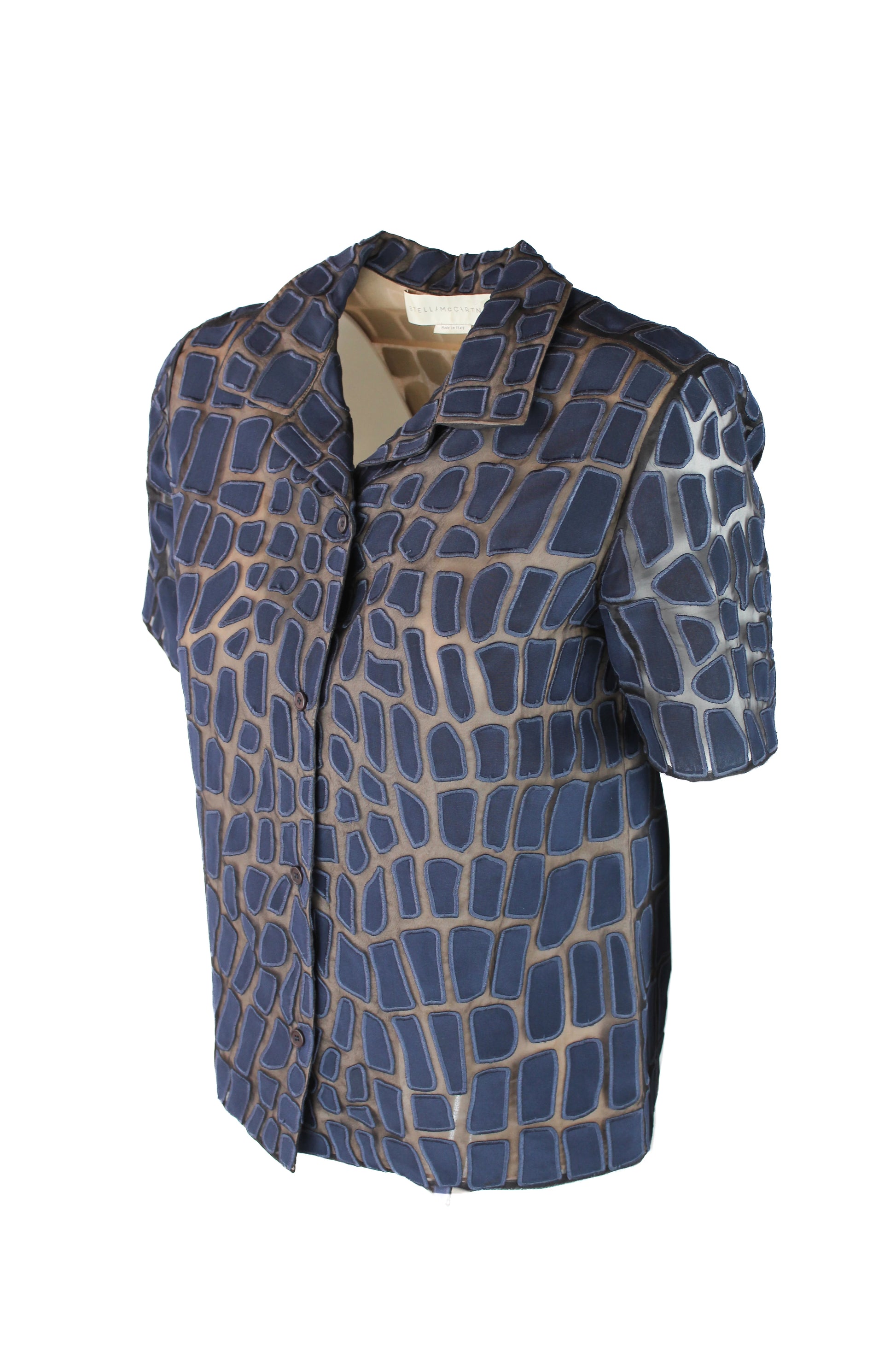 Blue Embroidered Short-Sleeve Shirt SS2014