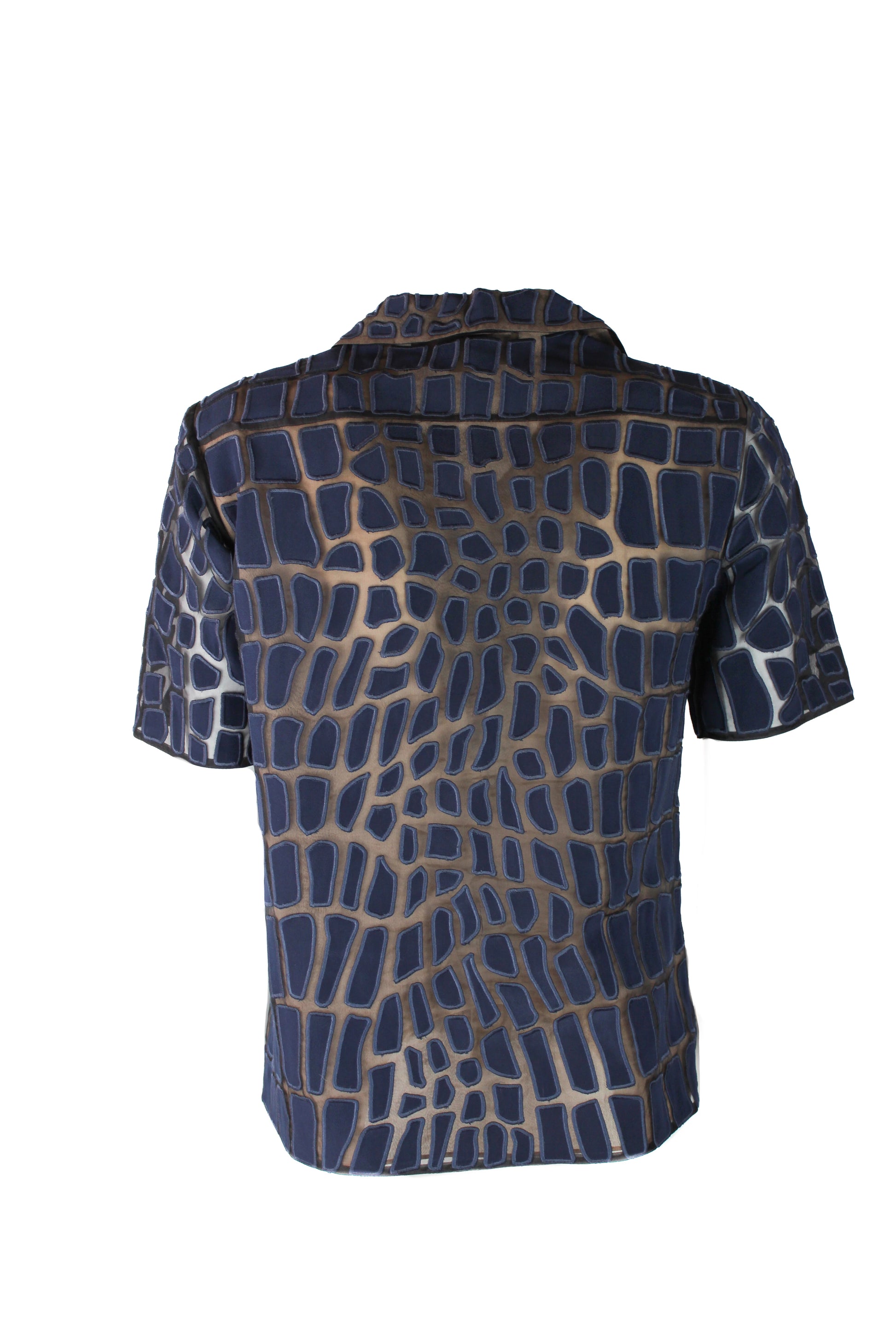 Blue Embroidered Short-Sleeve Shirt SS2014