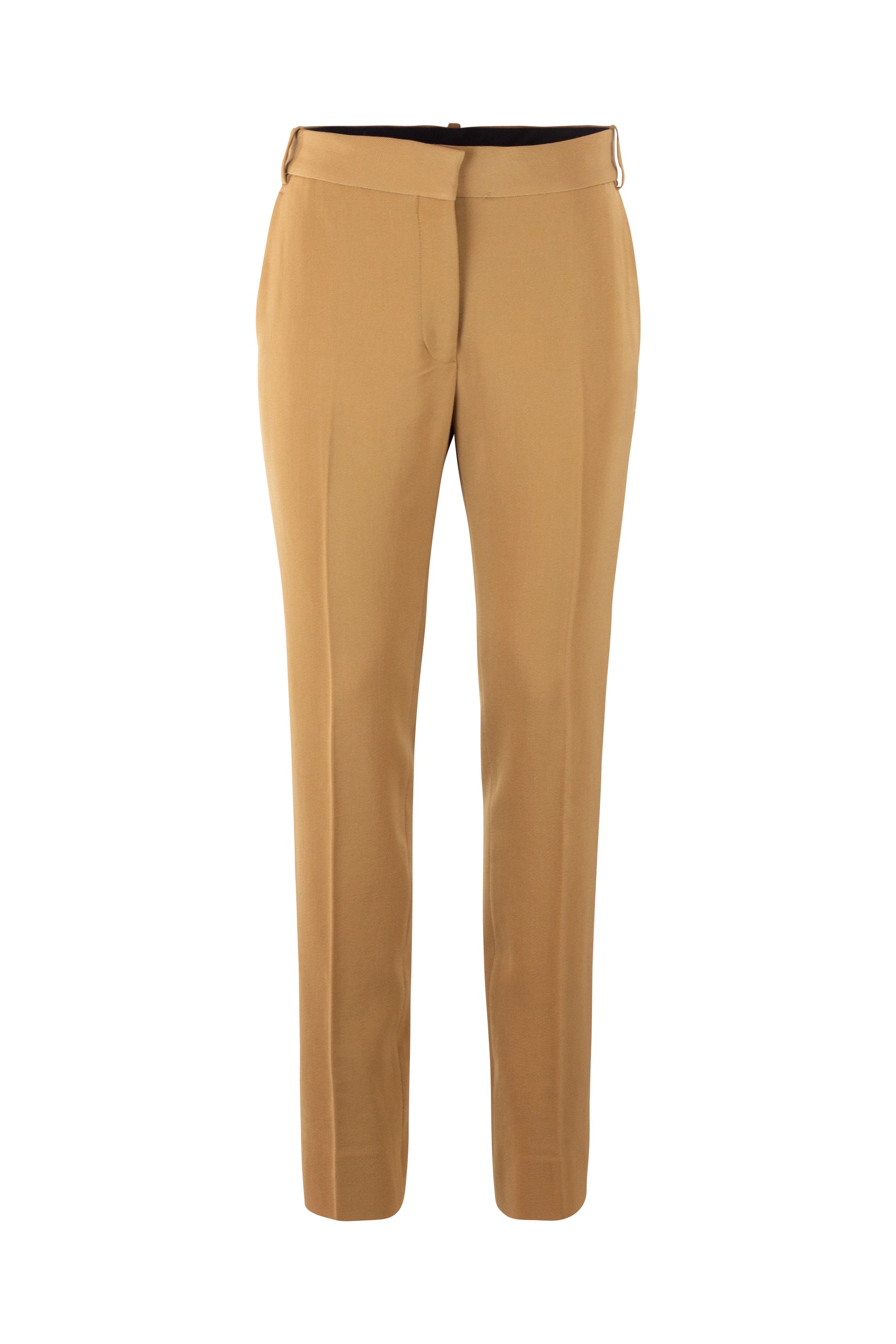 Caramel Wool Tailored Tapered Trousers