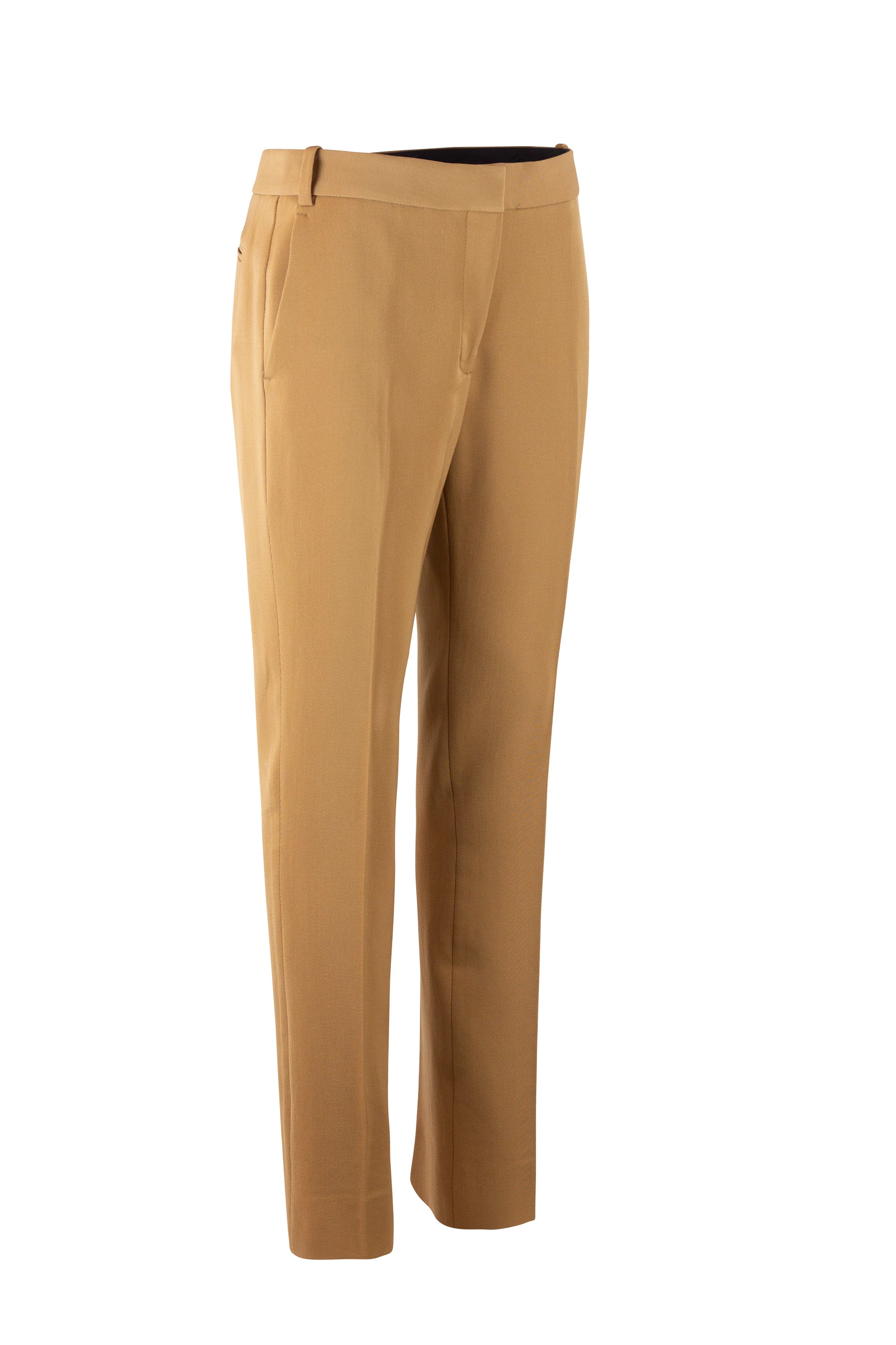 Caramel Wool Tailored Tapered Trousers