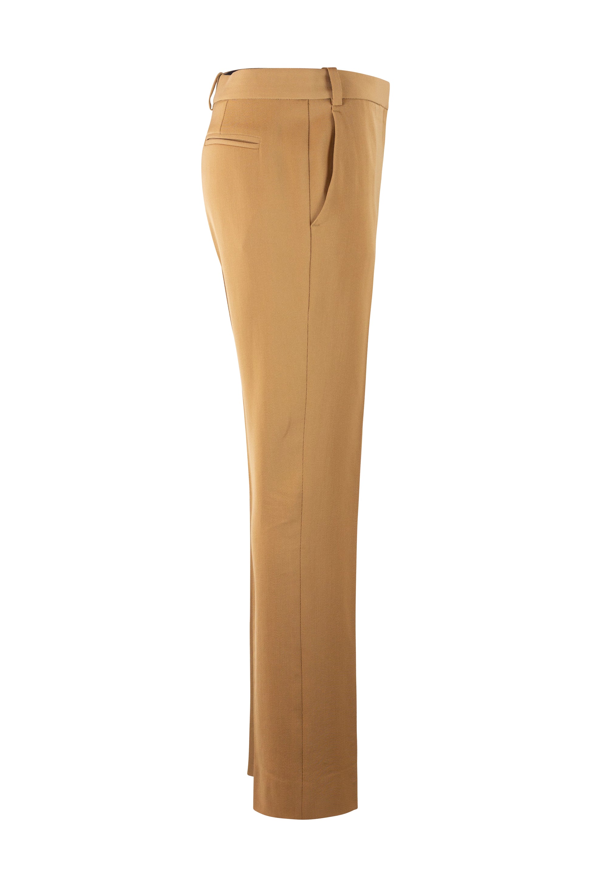 Caramel Wool Tailored Tapered Trousers