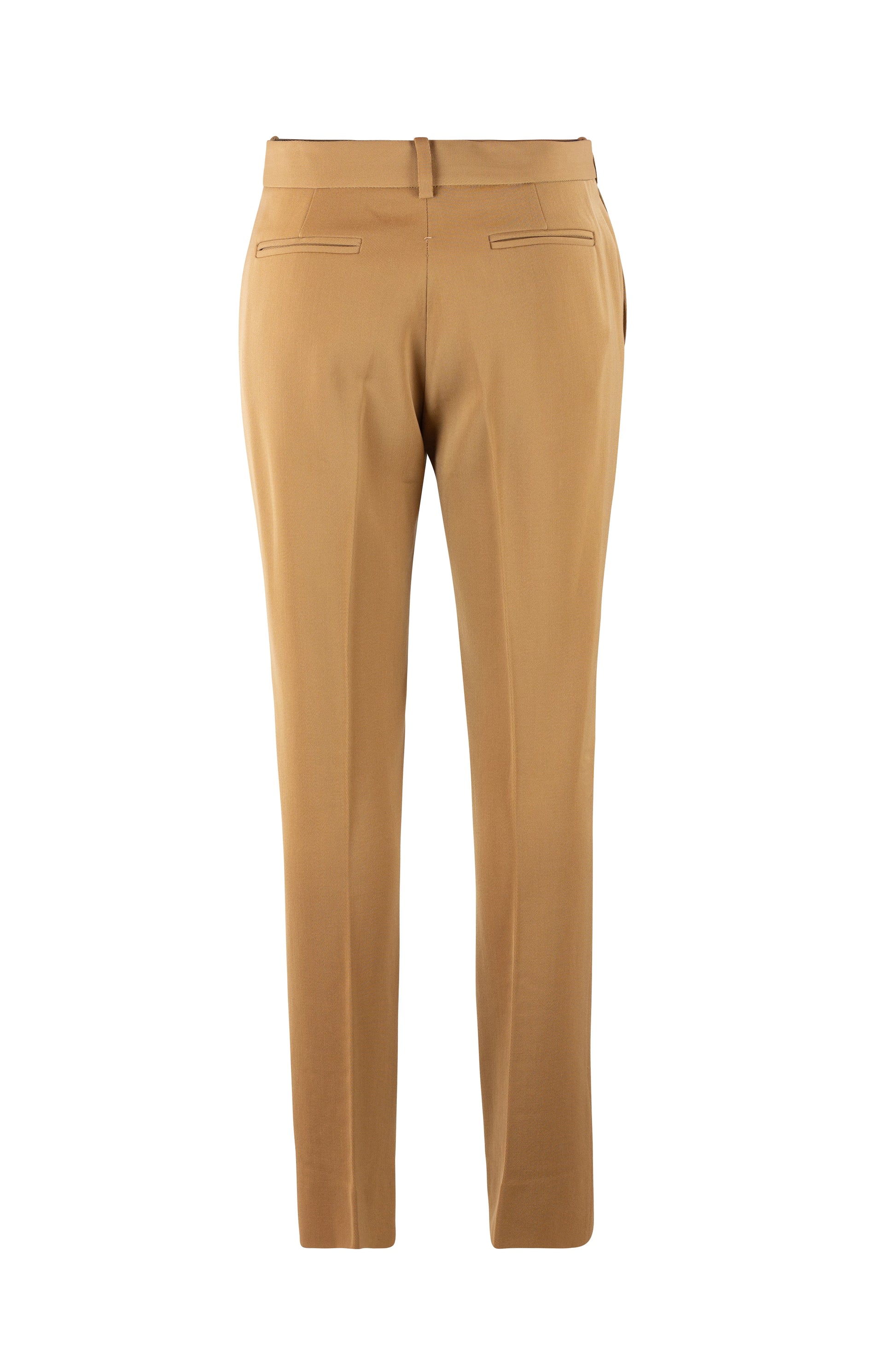 Caramel Wool Tailored Tapered Trousers