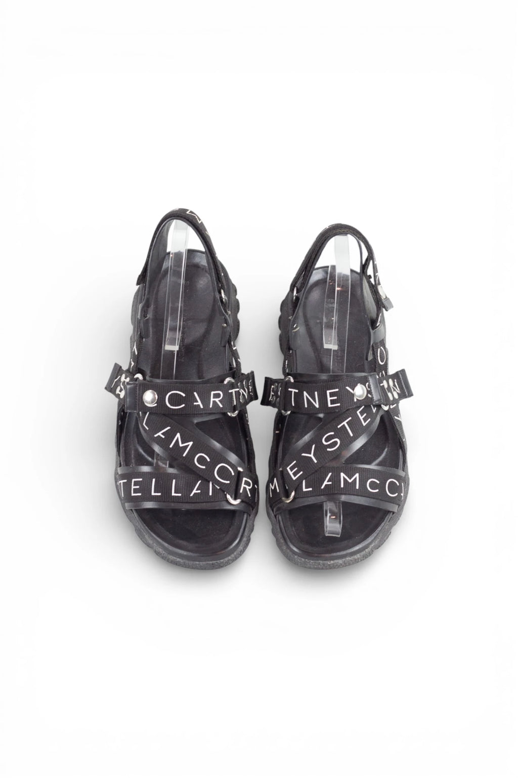 Black Sandals with Logo Straps