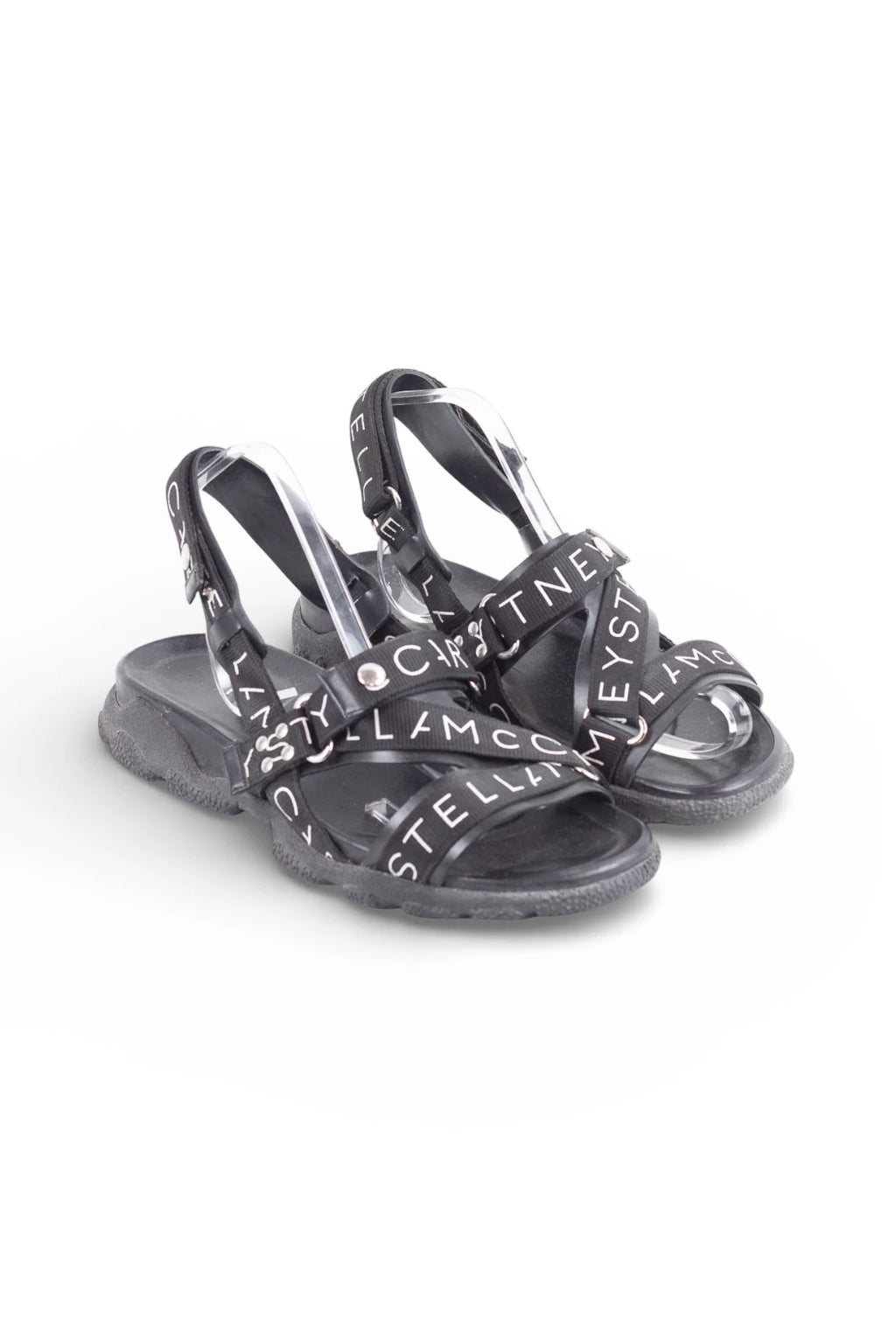 Black Sandals with Logo Straps