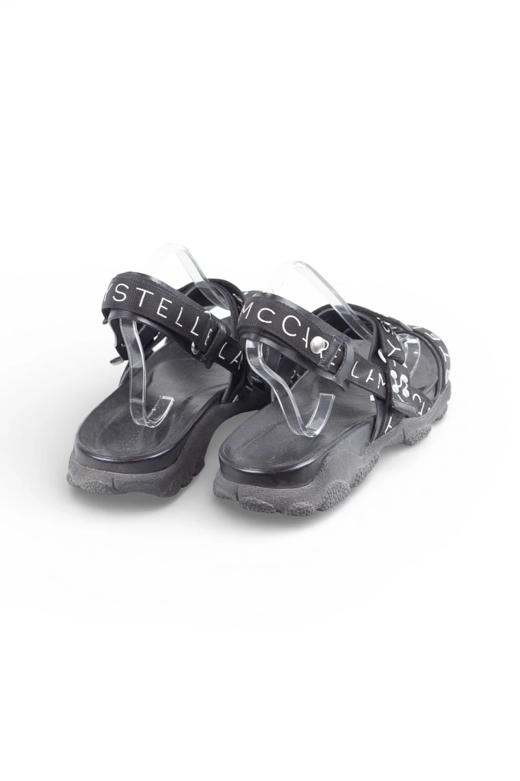 Black Sandals with Logo Straps