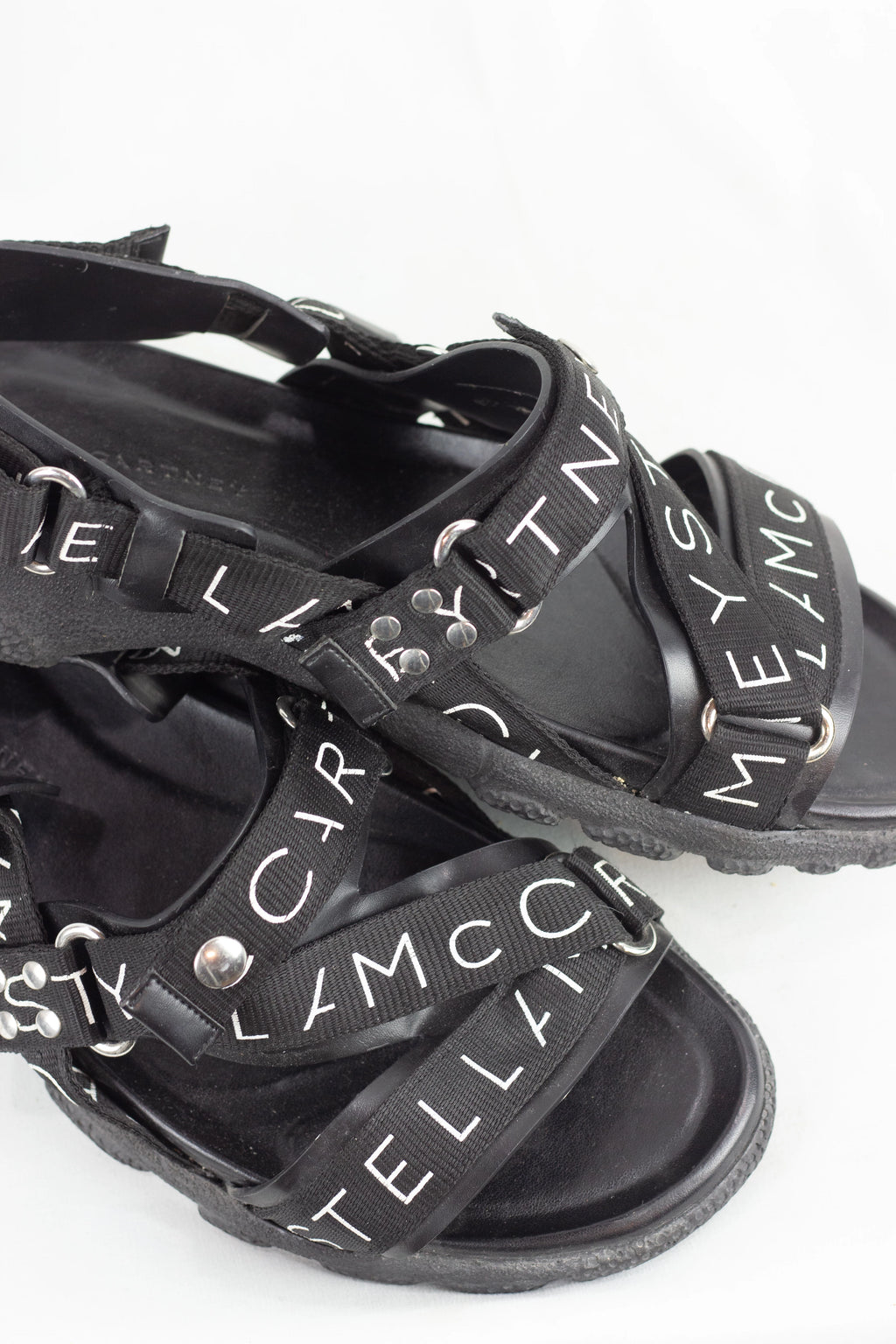 Black Sandals with Logo Straps