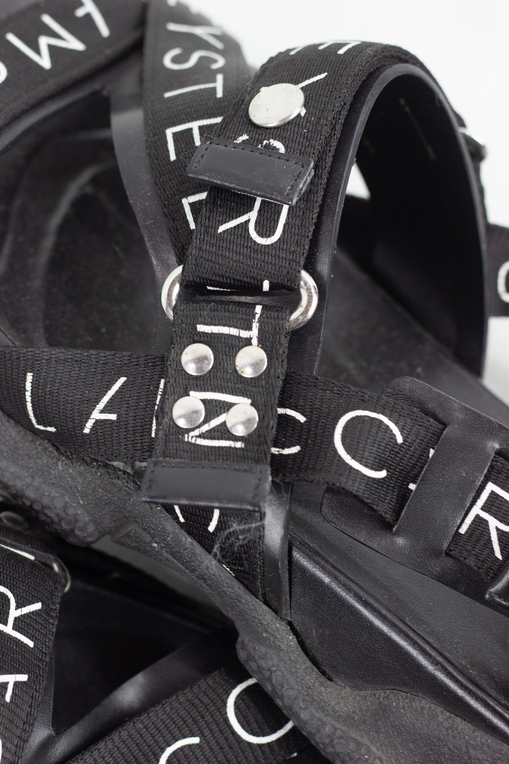 Black Sandals with Logo Straps