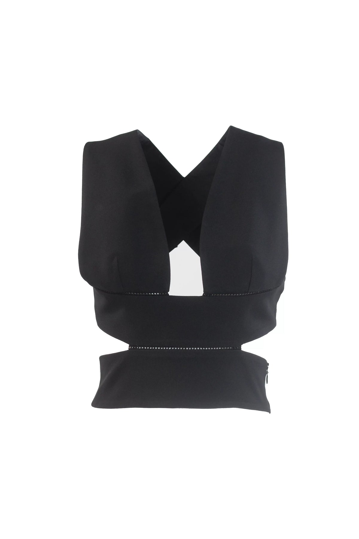 Silk Crop Top Black Cut-Out Bralette
