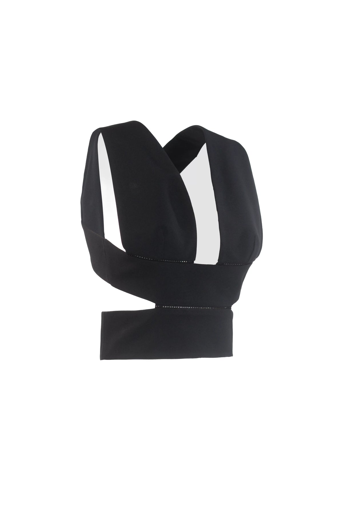 Silk Crop Top Black Cut-Out Bralette