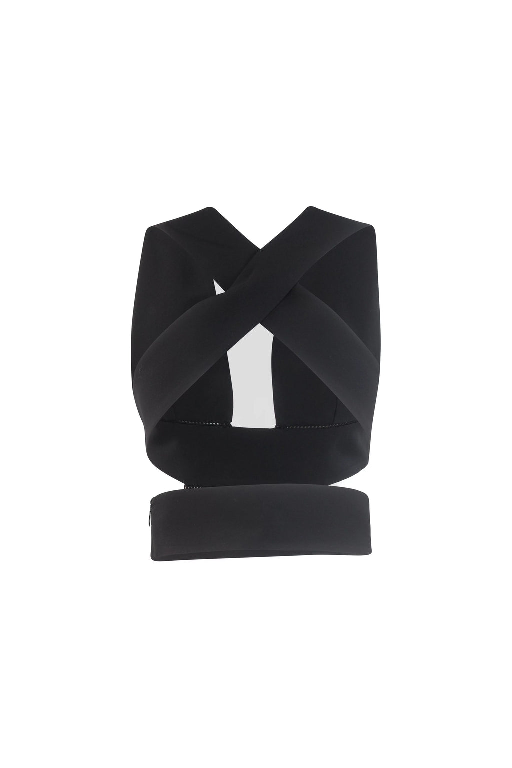 Silk Crop Top Black Cut-Out Bralette