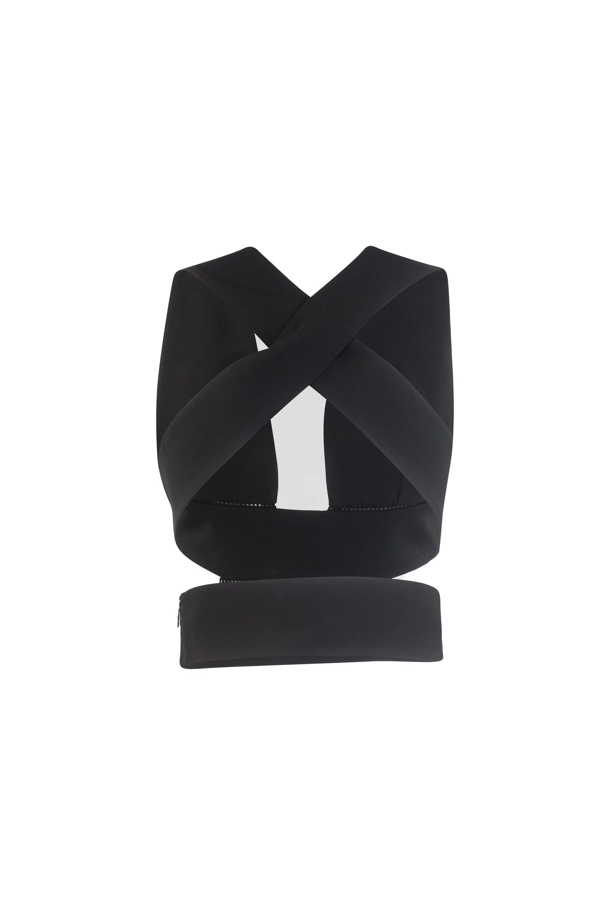Silk Crop Top Black Cut-Out Bralette