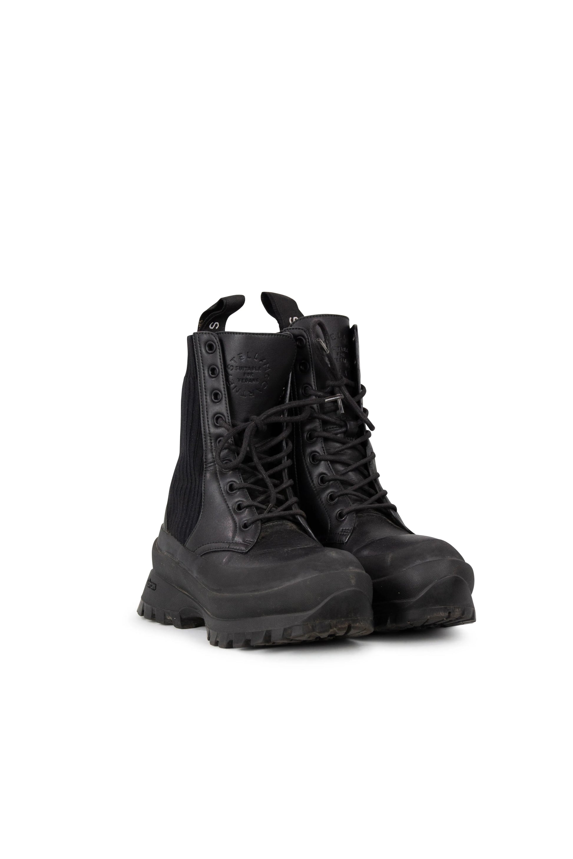 Black trace combat boots