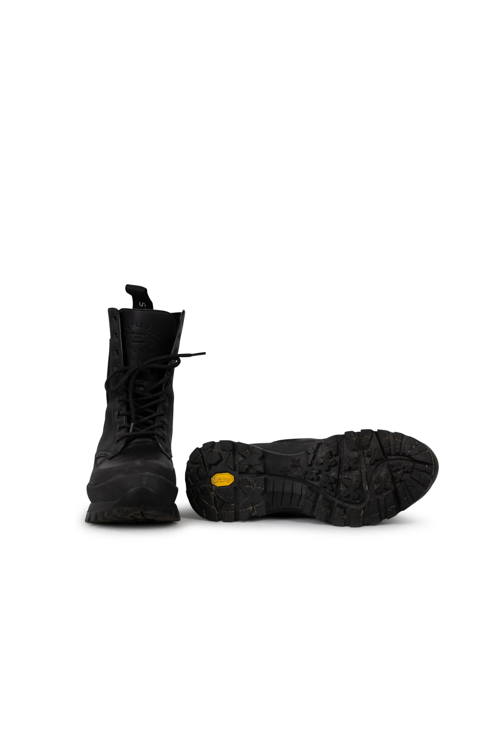 Black trace combat boots