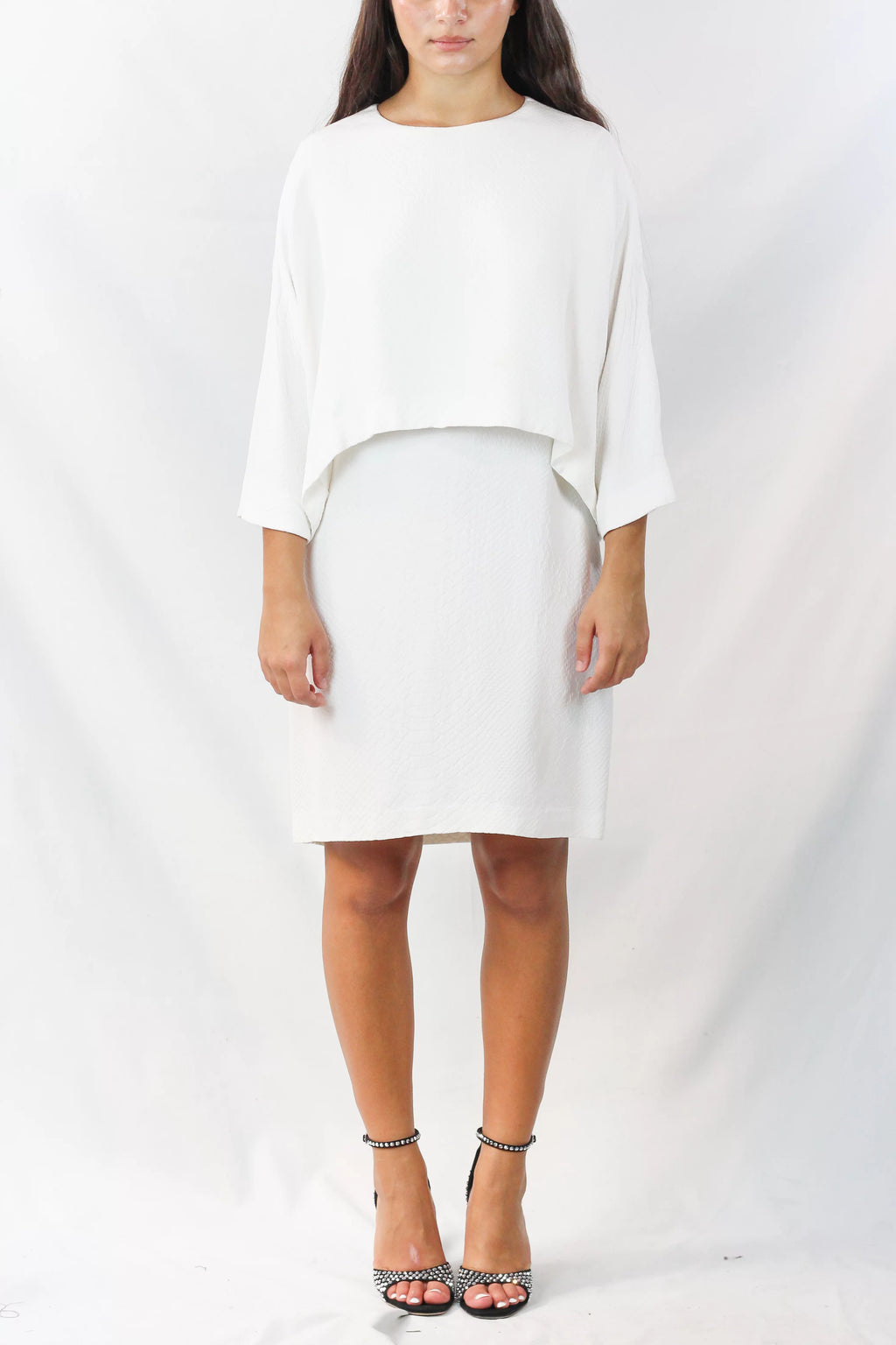 Cape-Detail Pencil Dress