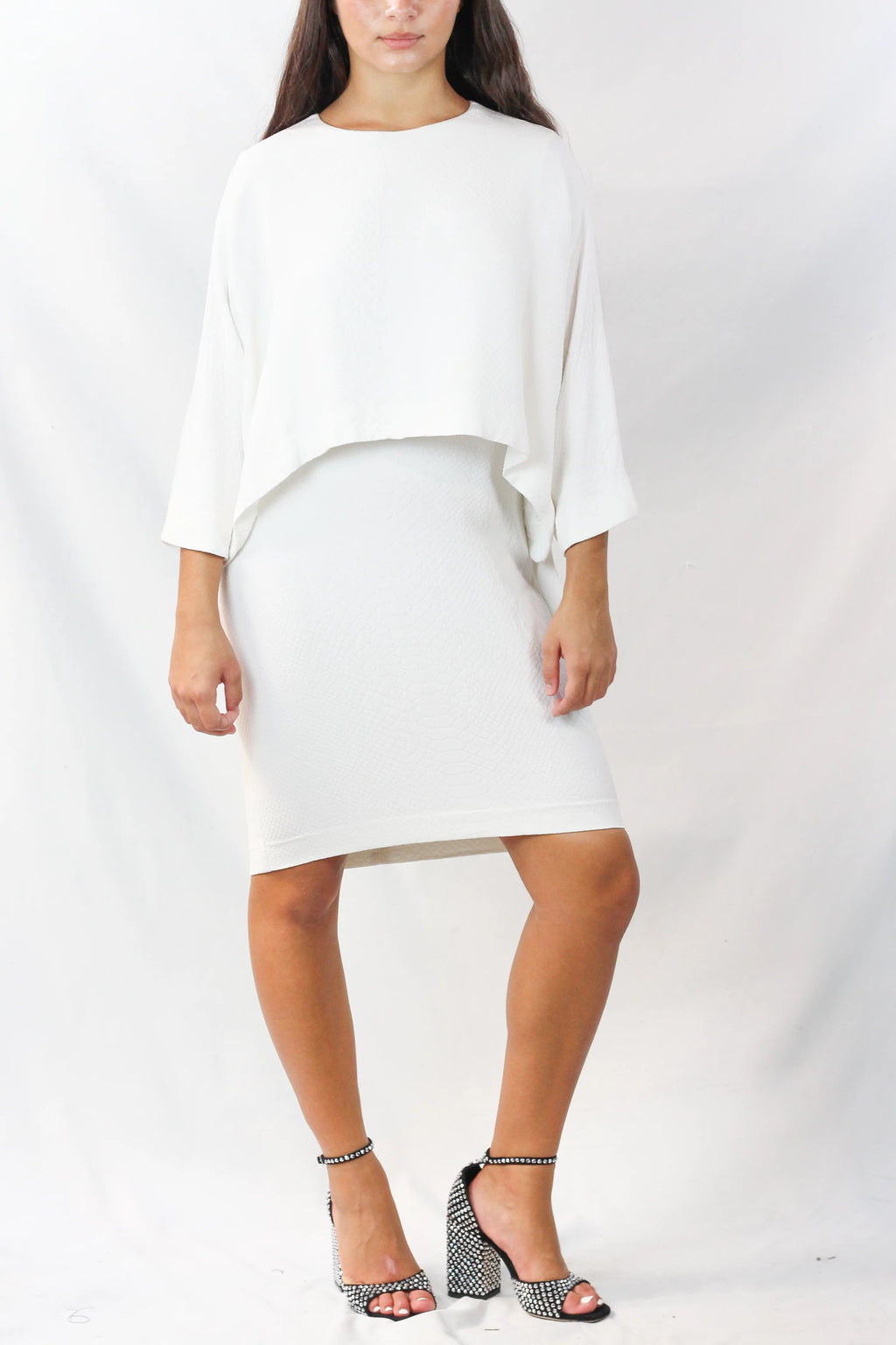 Cape-Detail Pencil Dress