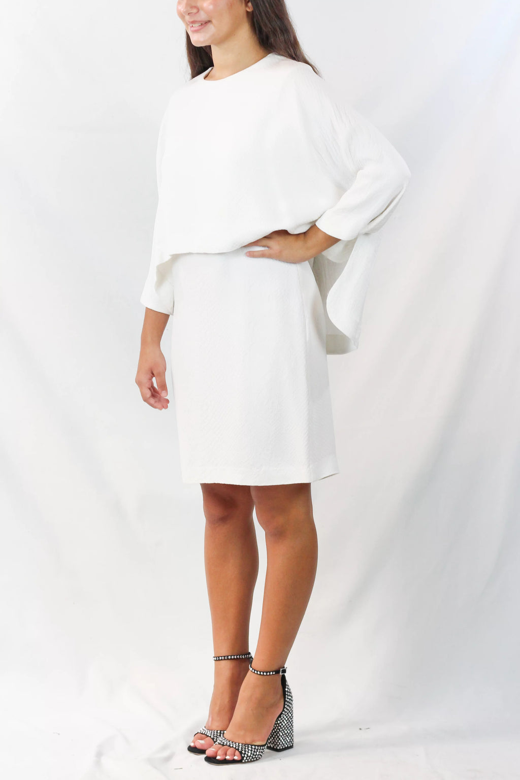 Cape-Detail Pencil Dress