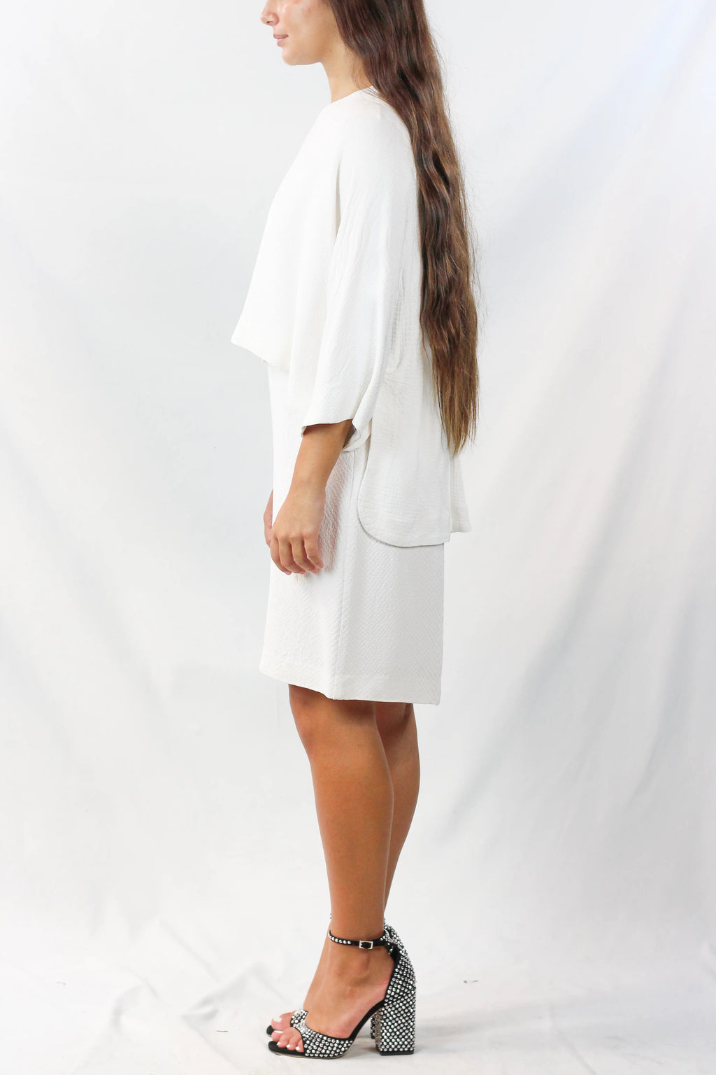 Cape-Detail Pencil Dress
