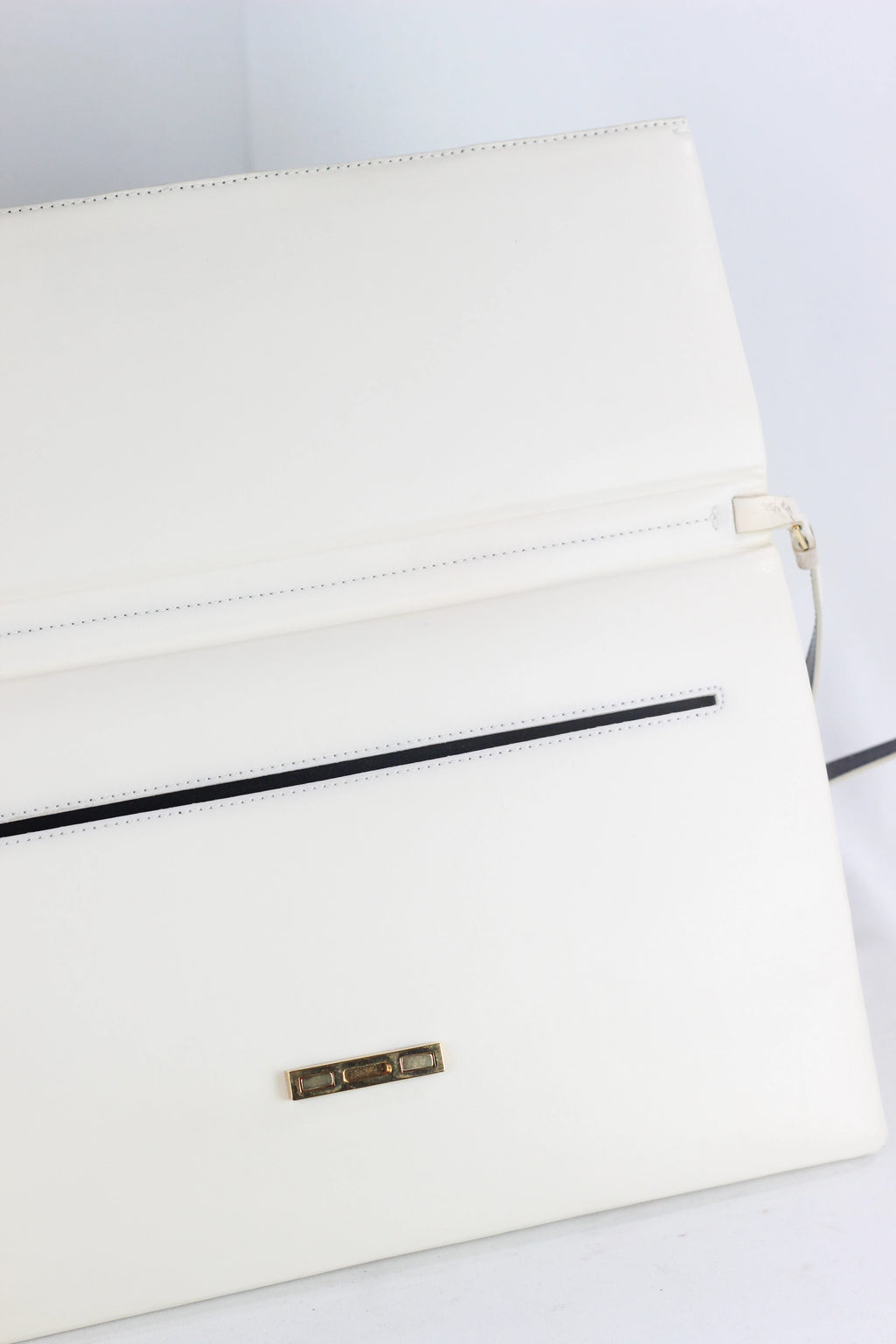 White Vegan Leather Envelope Shoulder Bag FW2013