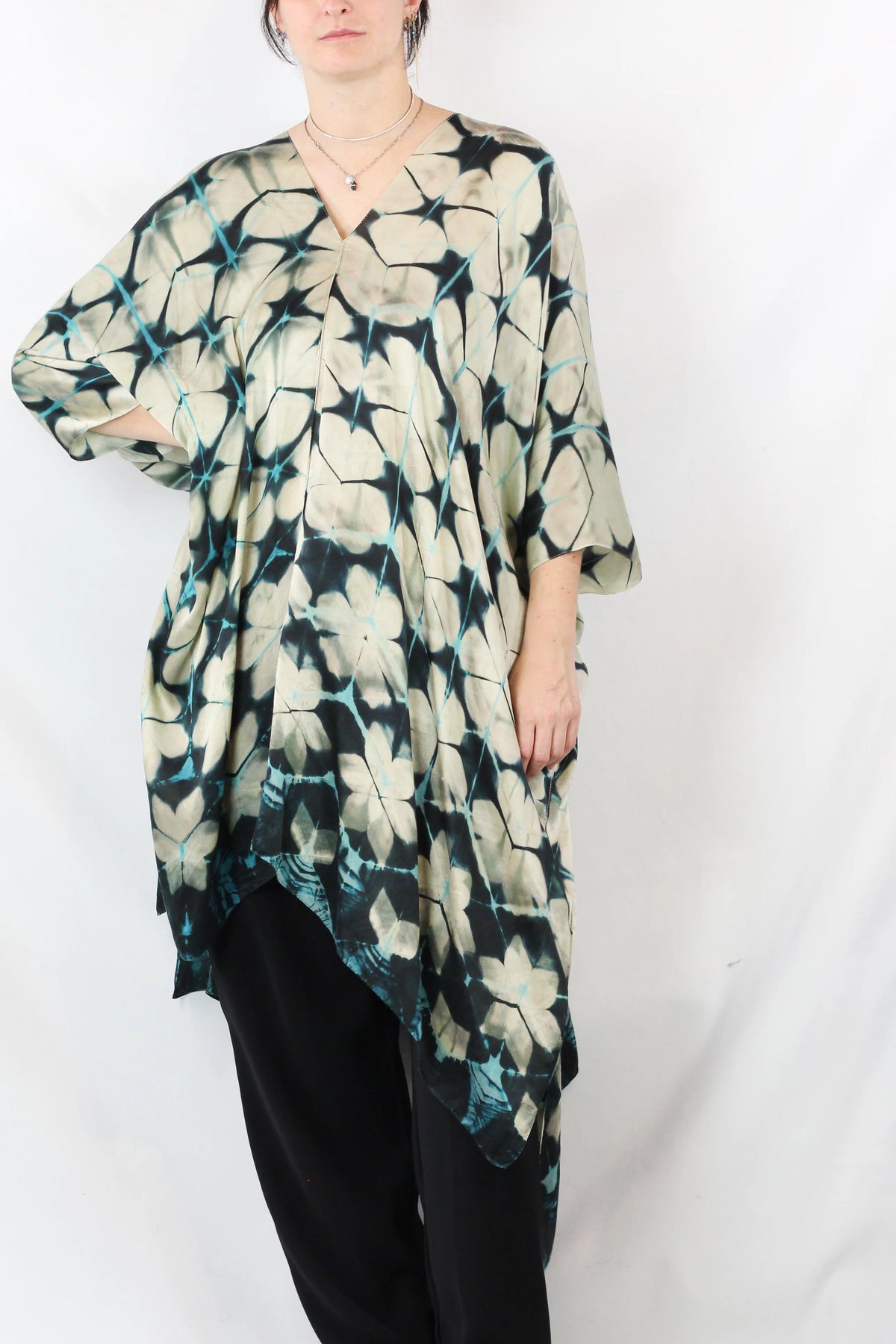 Silk Shibori Kaftan Top