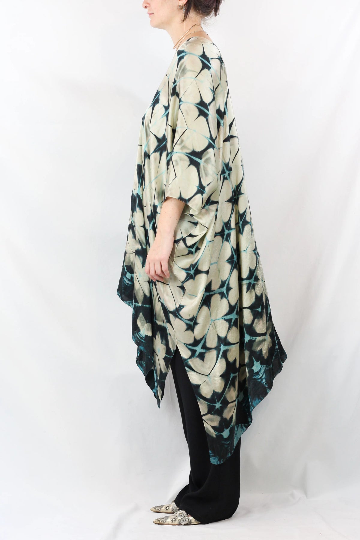 Silk Shibori Kaftan Top