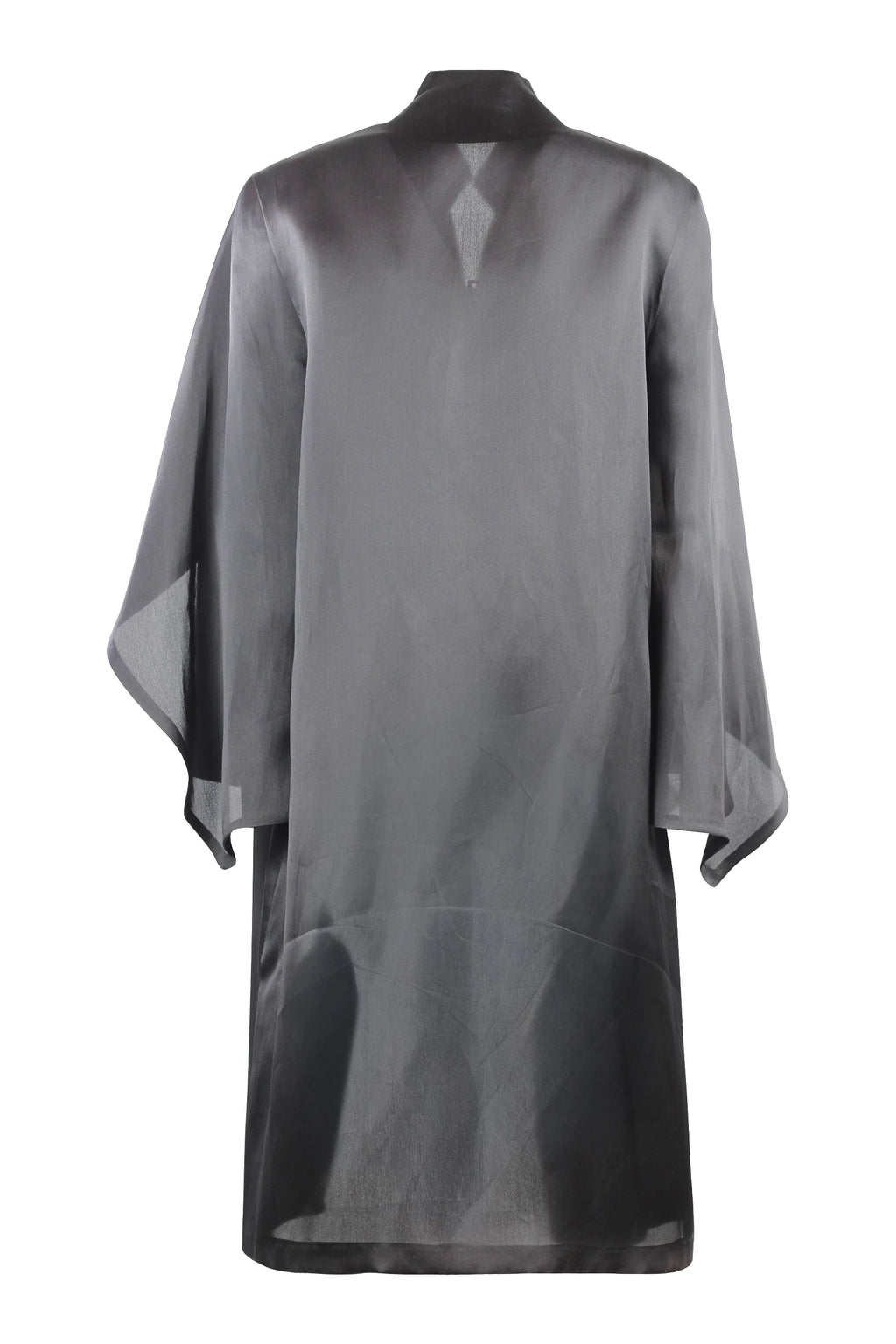 Black Silk Coat with Cape-Style Shoulder Volant