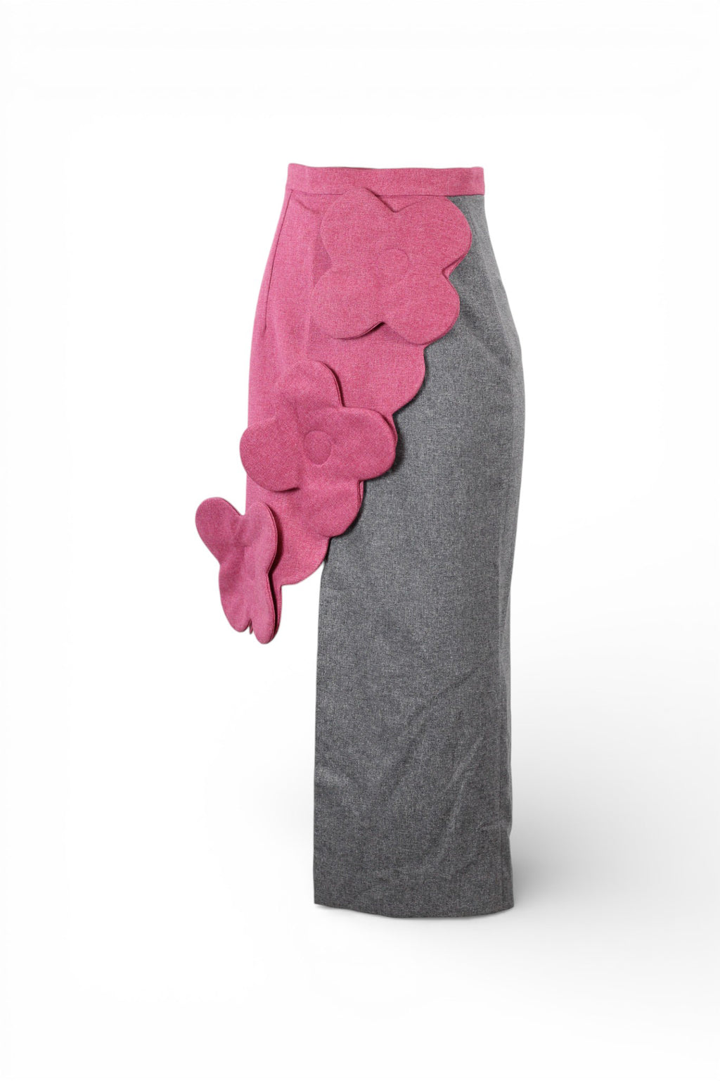 Asymmetric Wool Skirt in Pink and Grey
