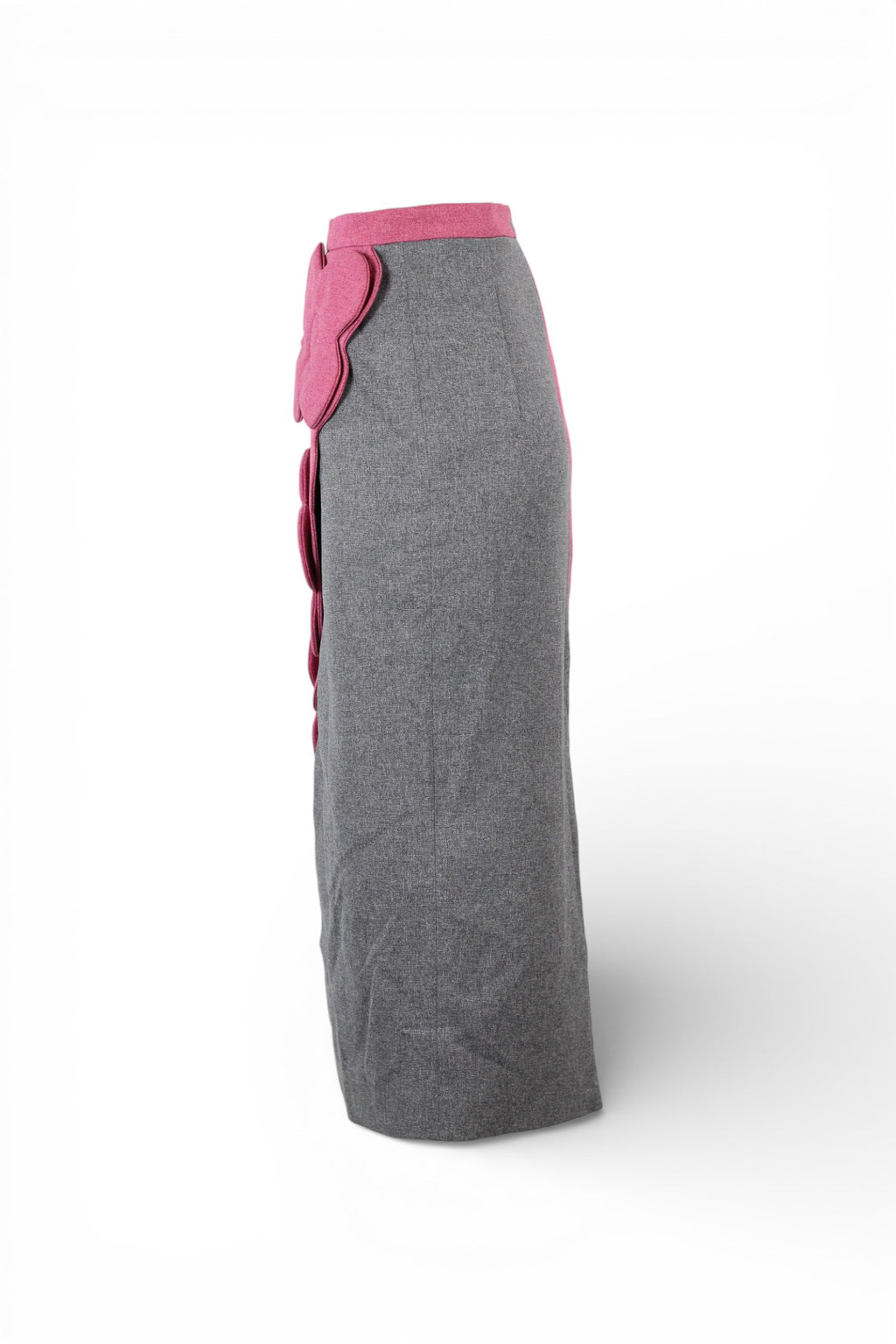 Asymmetric Wool Skirt in Pink and Grey