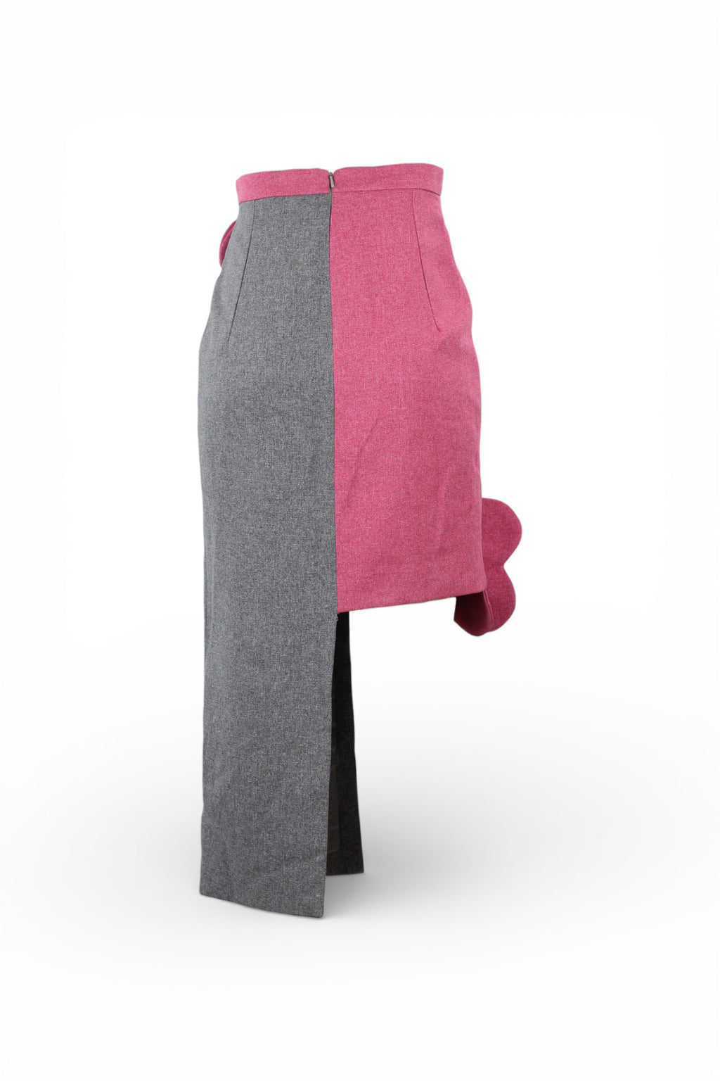 Asymmetric Wool Skirt in Pink and Grey