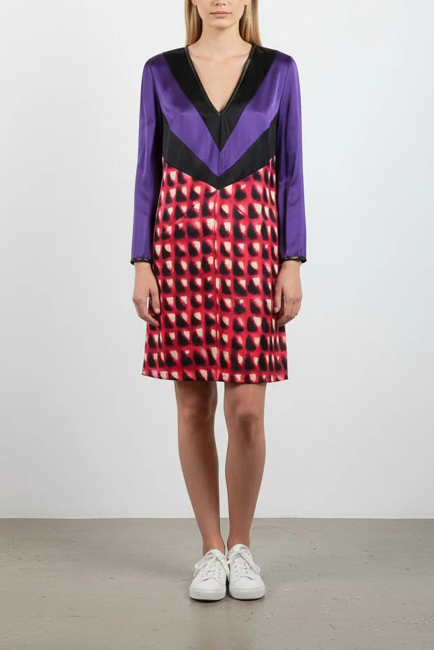 Colour-Block Satin Shift Dress