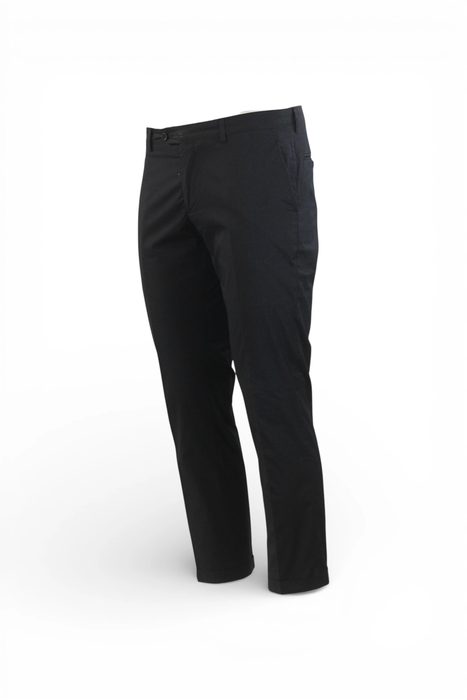 Black Micro-Pinstriped Trousers