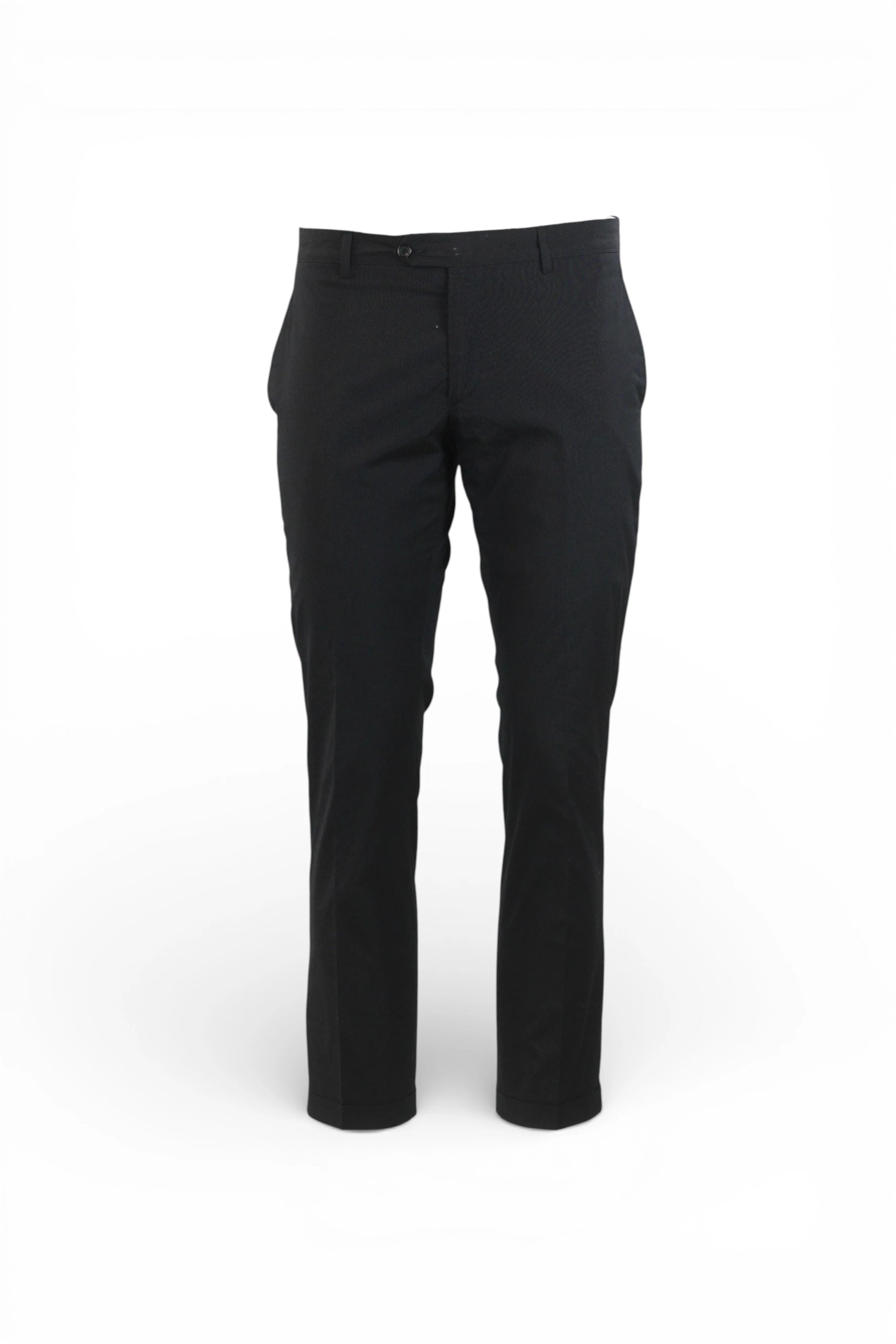 Black Micro-Pinstriped Trousers