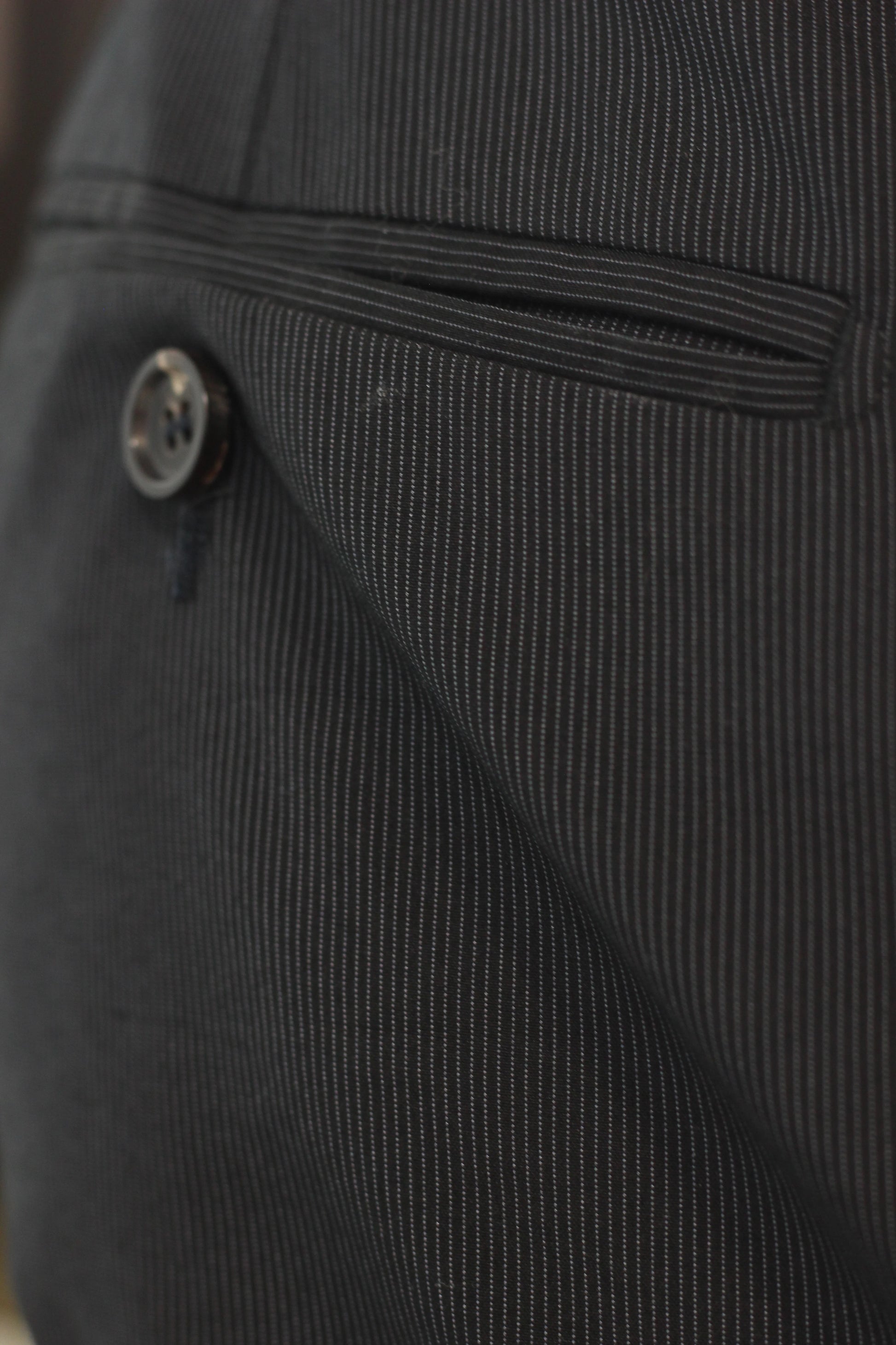 Black Micro-Pinstriped Trousers