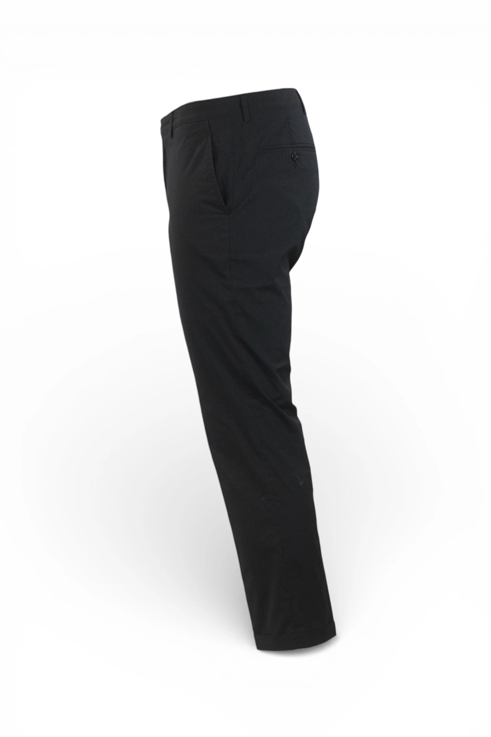 Black Micro-Pinstriped Trousers