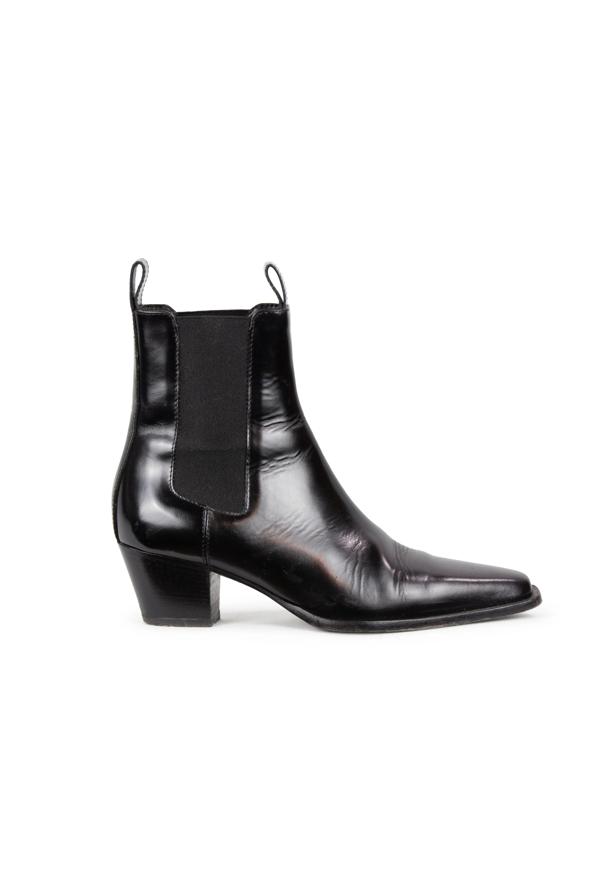 Black brushed leather Chelsea boots