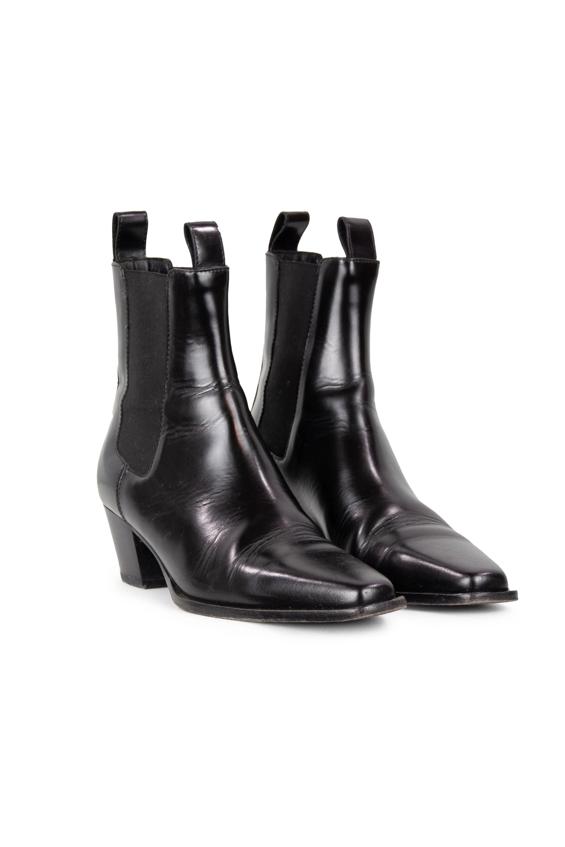 Black brushed leather Chelsea boots