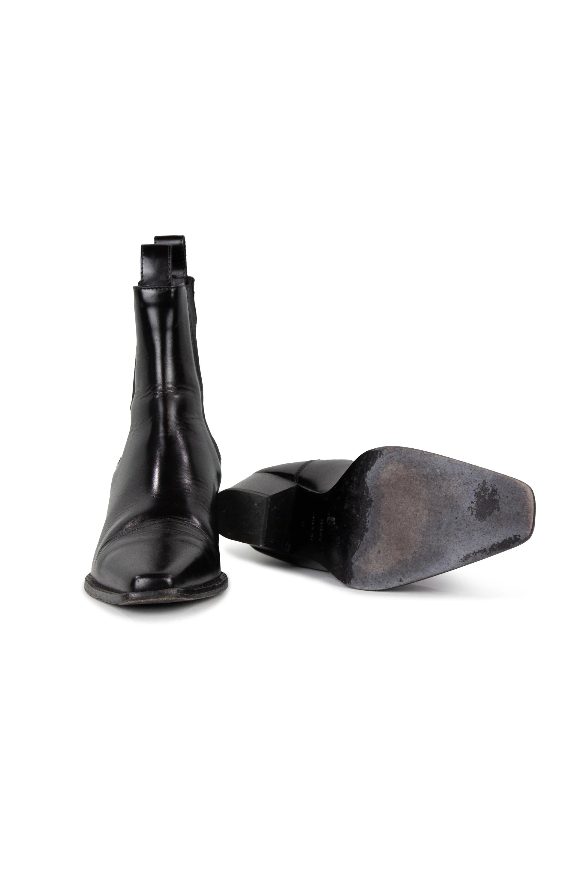 Black brushed leather Chelsea boots