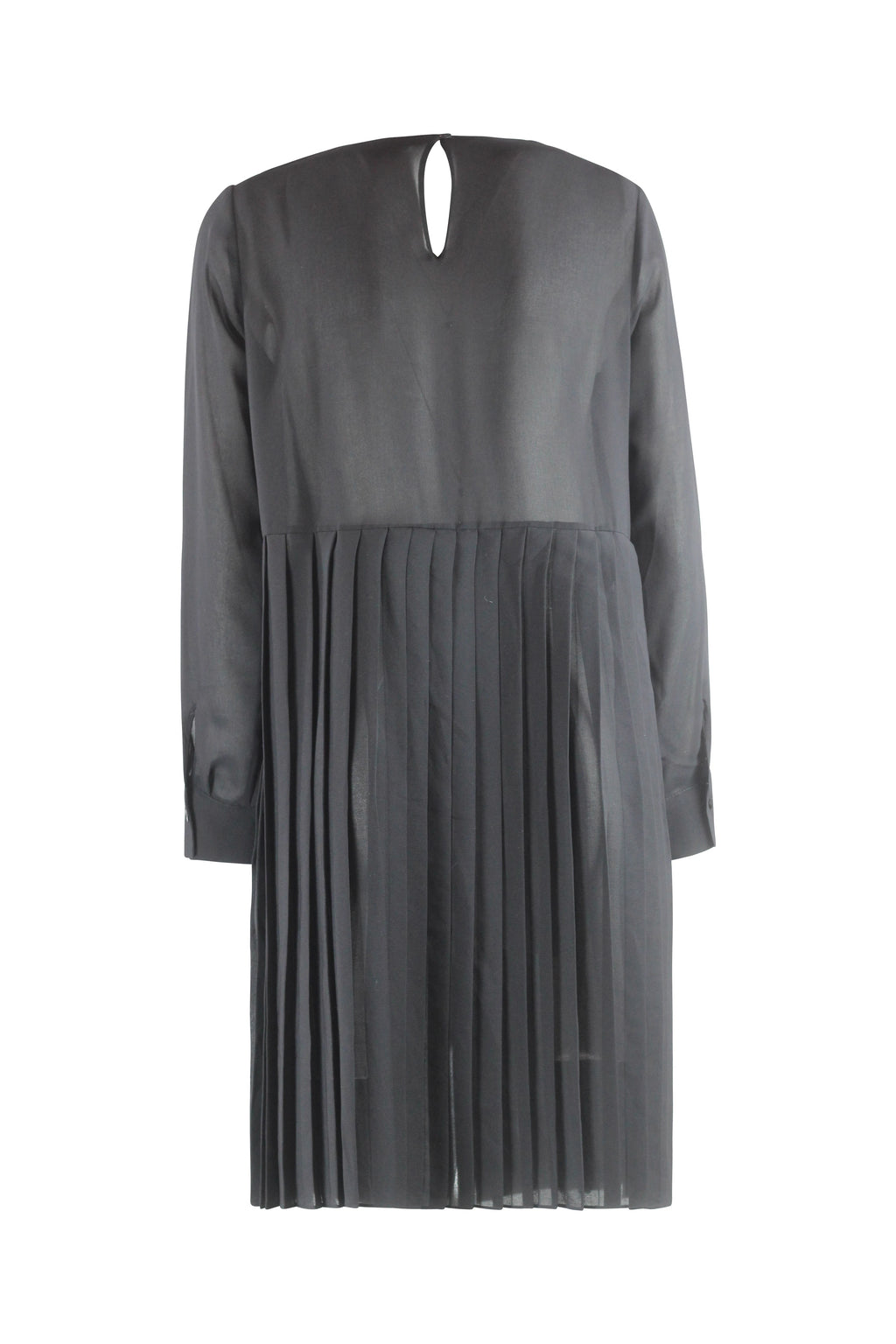 Long Sleeve Pleated Dress with Slip